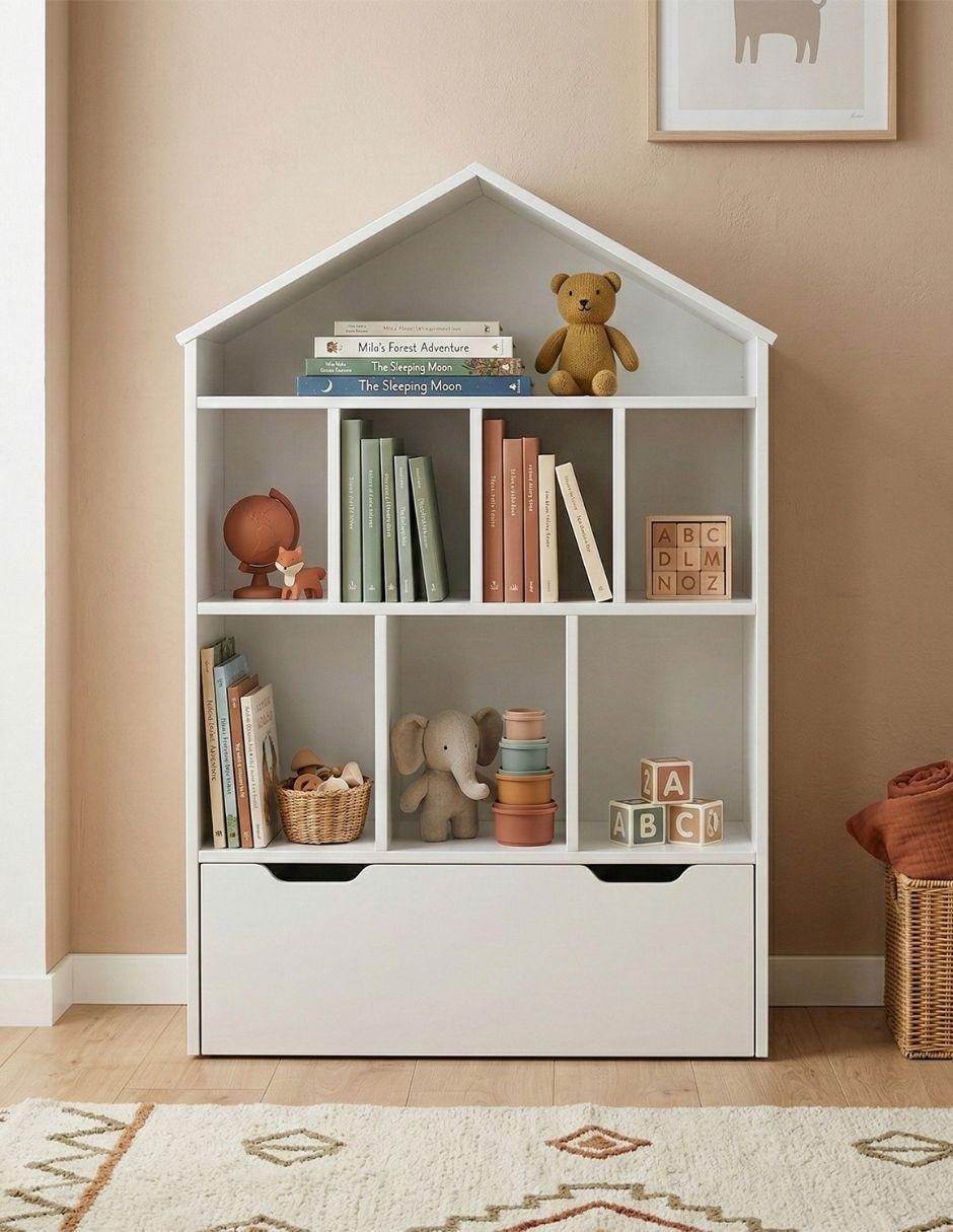 Librero Biblioteca Infantil Saga Relan con Cajon y Estantes-7