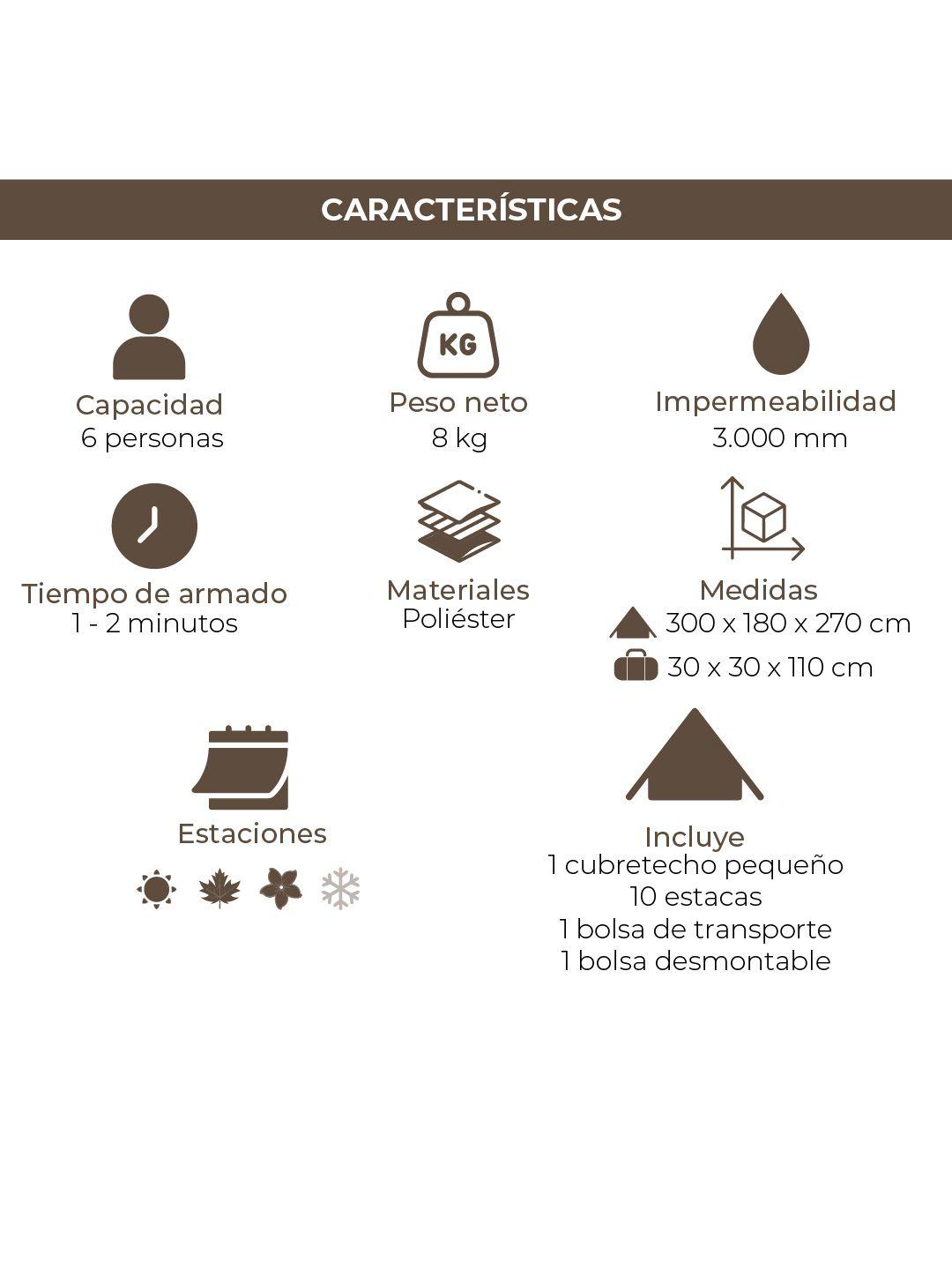 Carpa Enco Camping Automática Instant 6 personas Impermeable-3