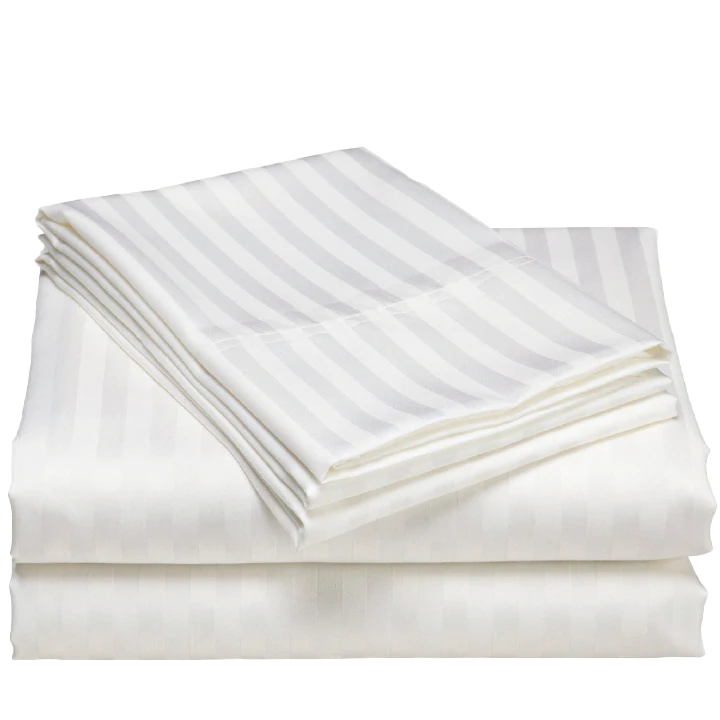 Juego de Sábanas Rayadas 600 Hilos Blanco Queen Relan-1