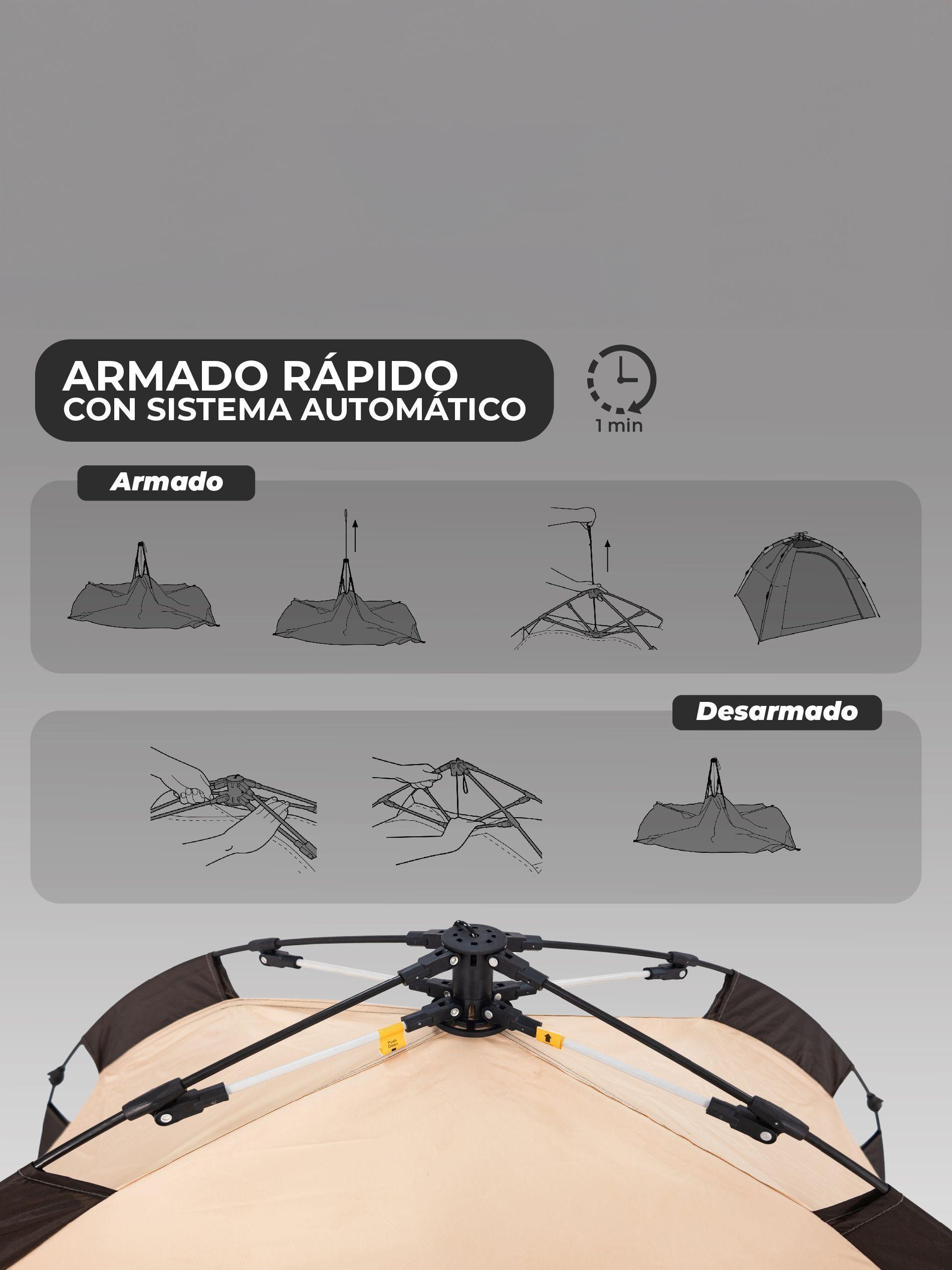 Carpa Automática de Playa Kano Reñaca Cortaviento con UV30+-5