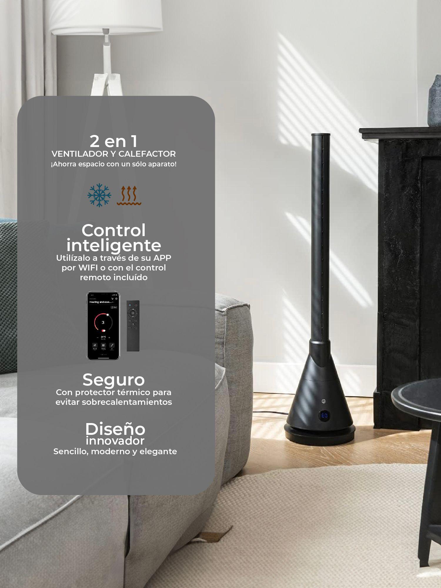 Ventilador y Calefactor Sin Aspas Relan Tower Pro App y Wifi-3