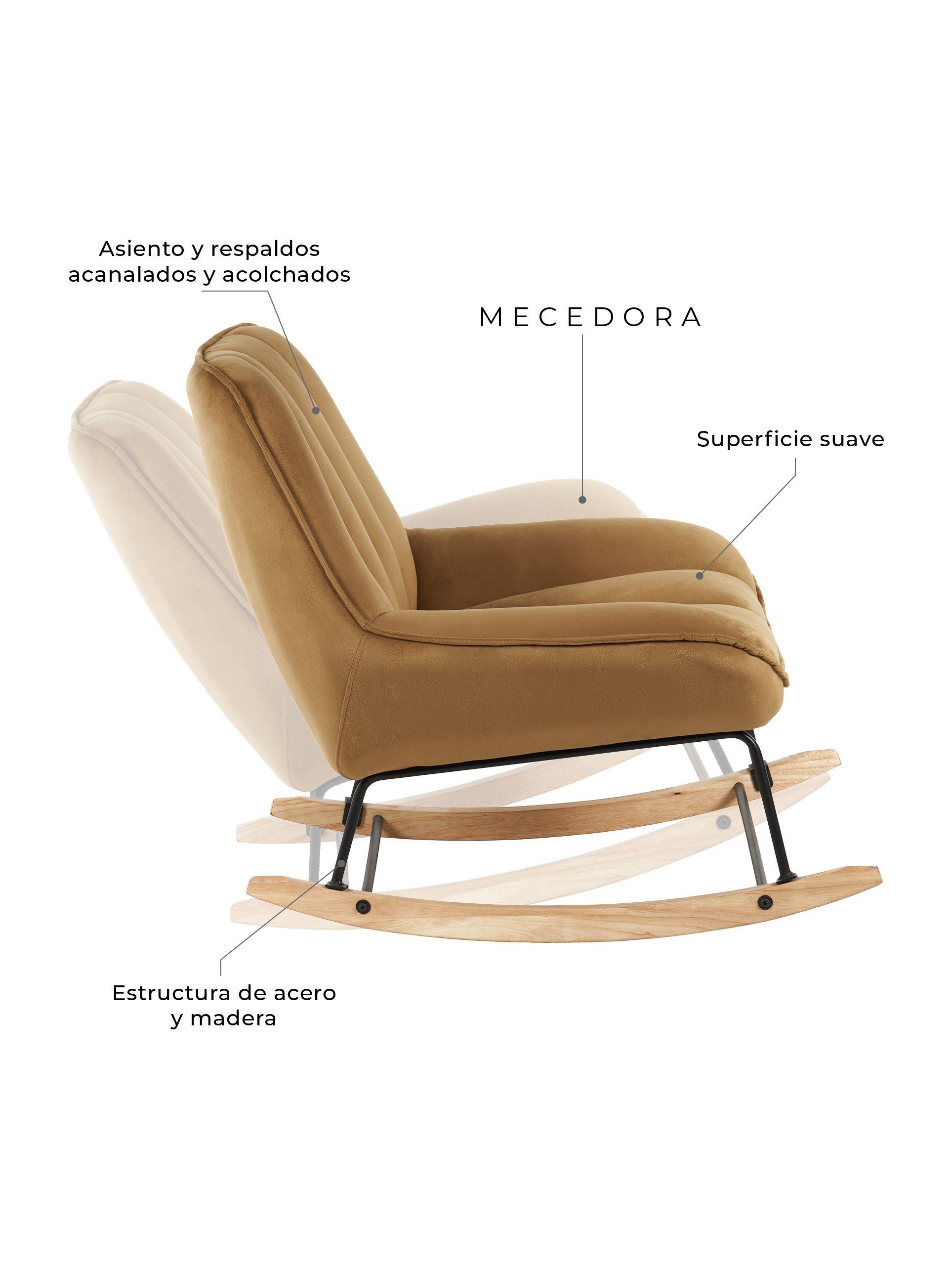 Sitial Mecedora Terciopelo Relan Mavi Silla Individual Café-5