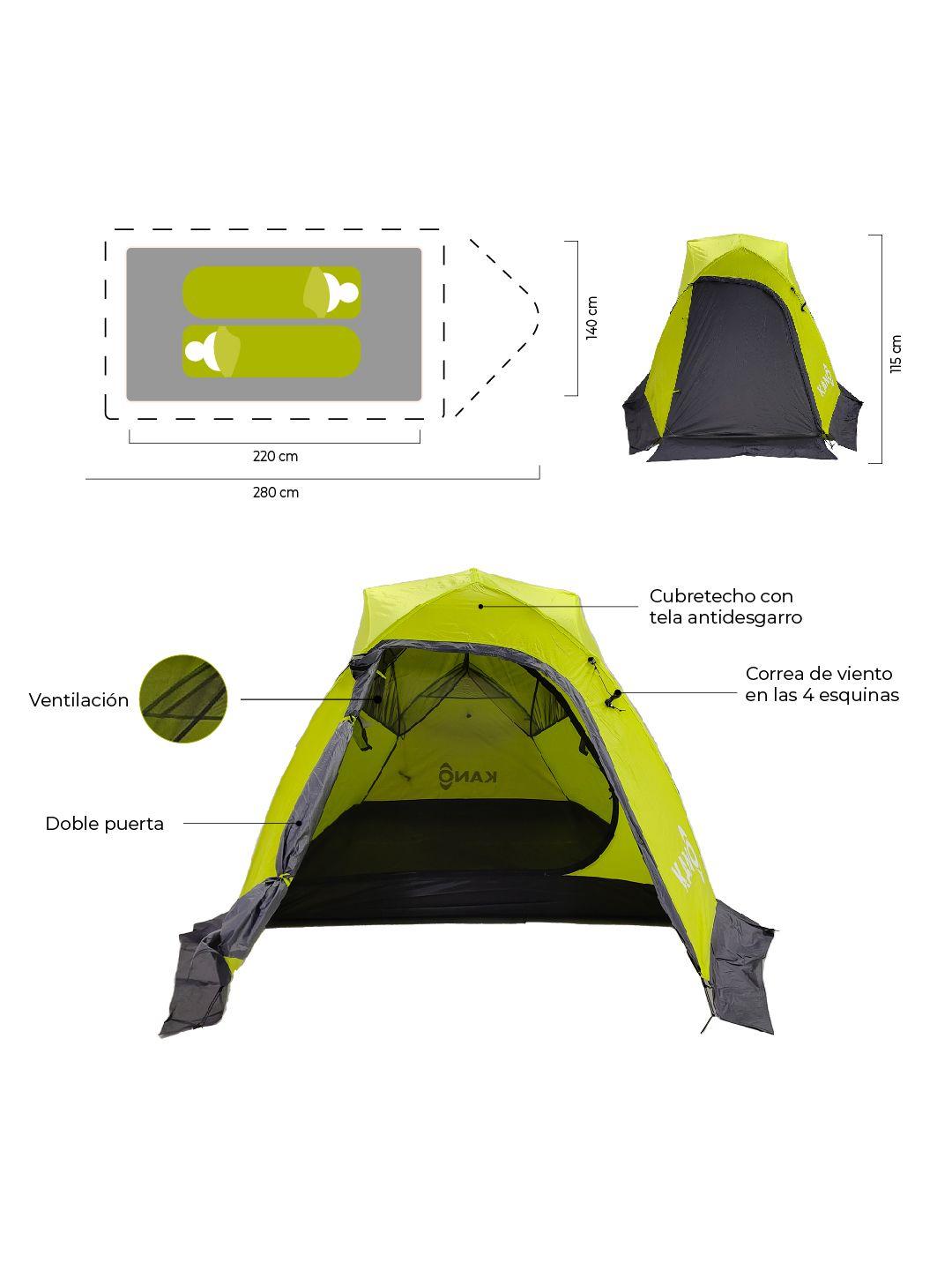 Carpa Técnica 2 Personas 4 Estaciones Camping Impermeable-2