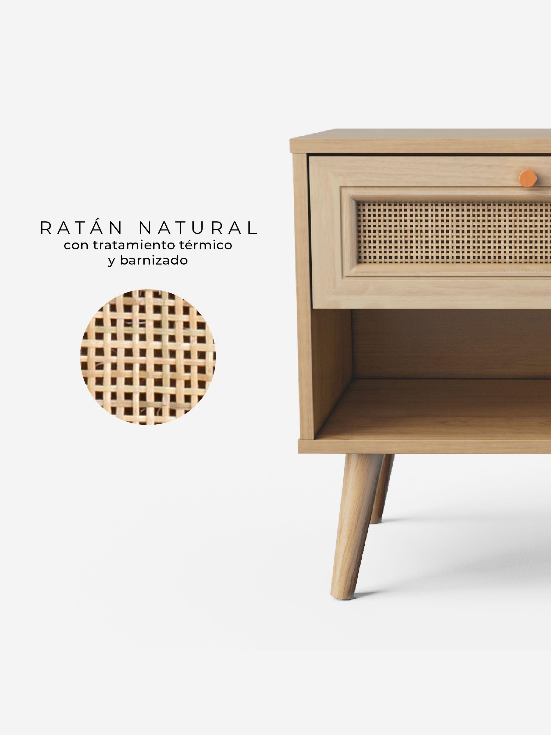 Velador con Rattan Top Living Jakarta con Cajón y Estante-3