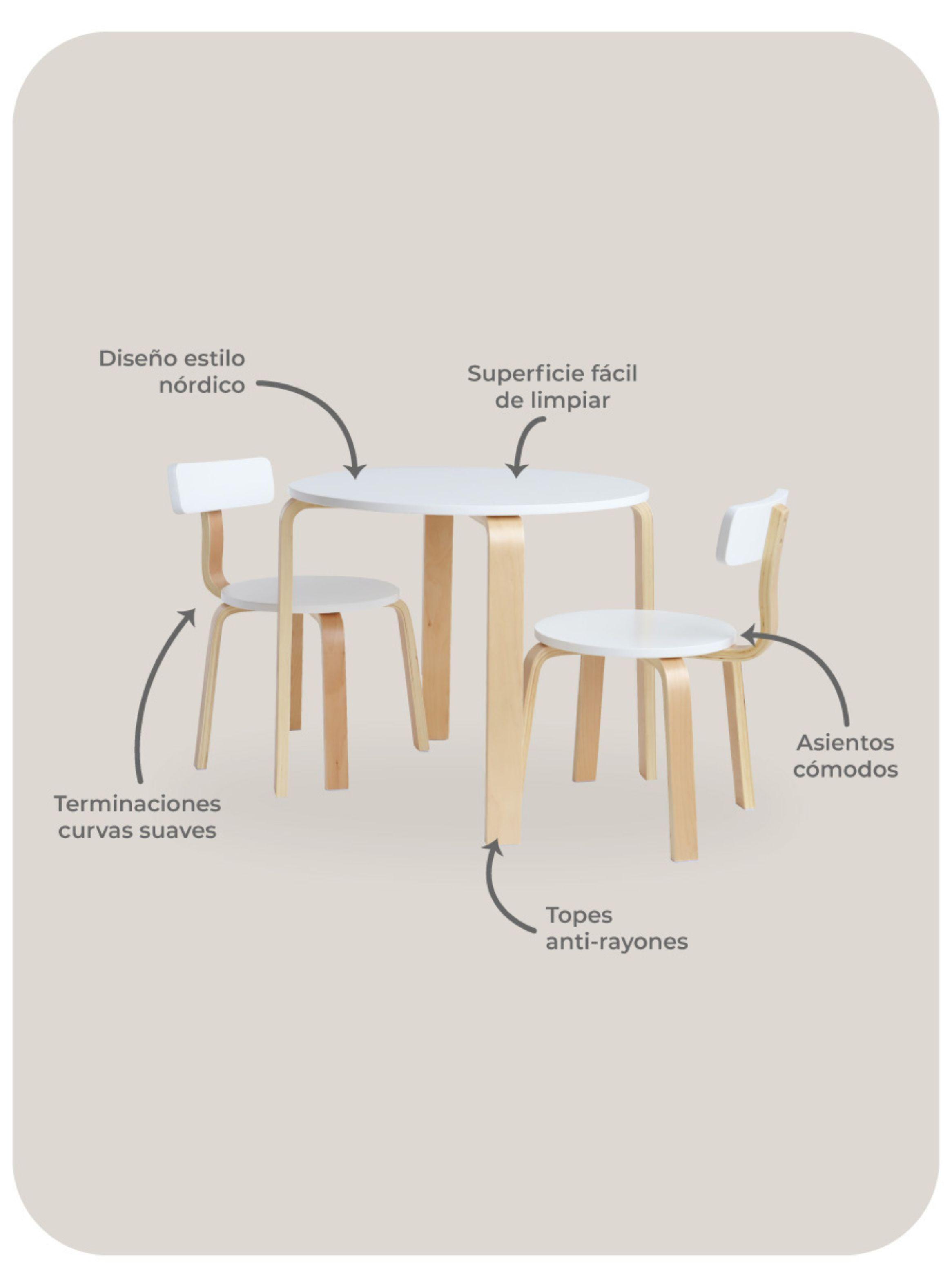 Set Mesa y 2 Sillas Infantil Sitte Relan Símil Madera Nórdico-3