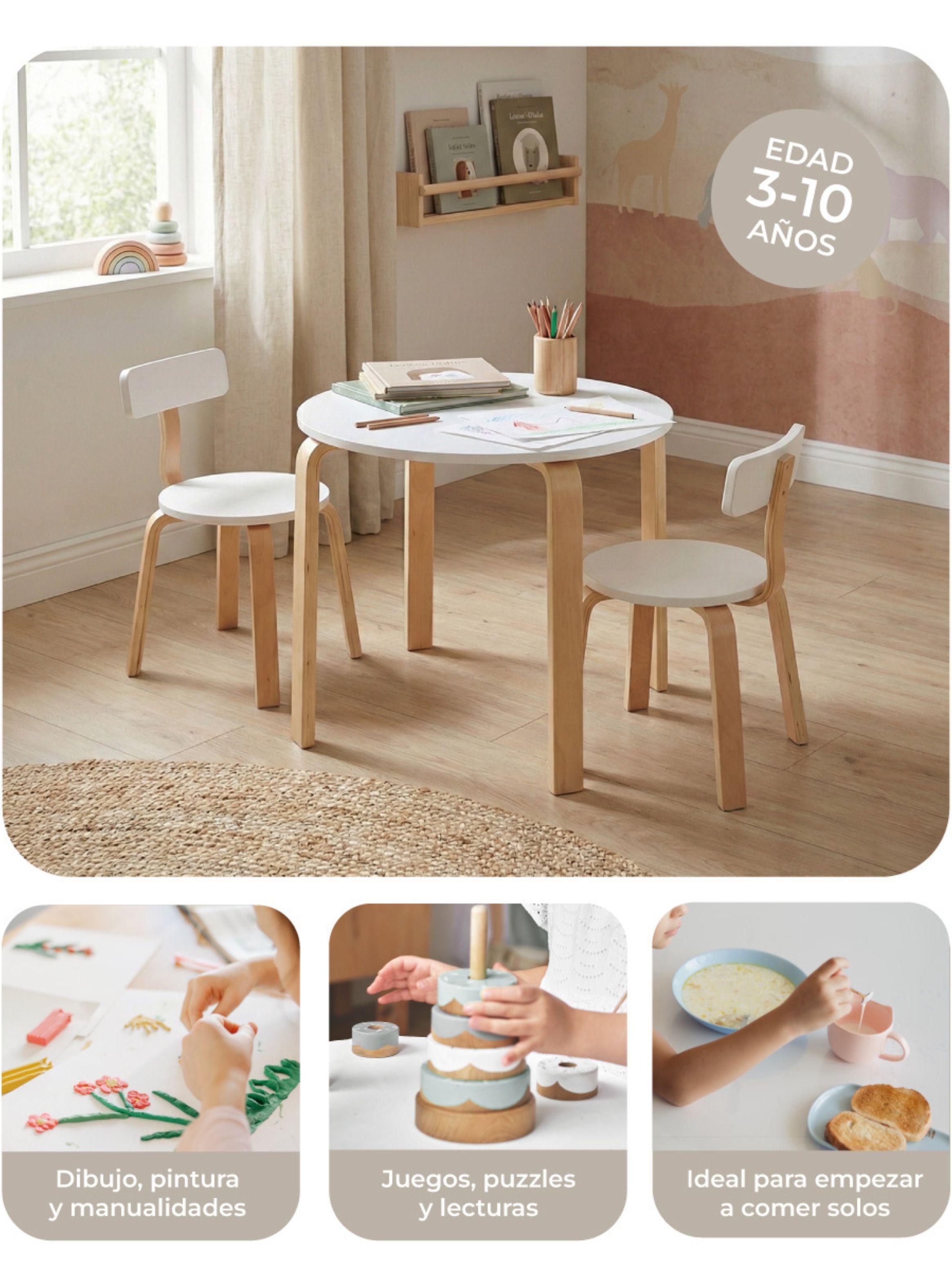 Set Mesa y 2 Sillas Infantil Sitte Relan Símil Madera Nórdico-5