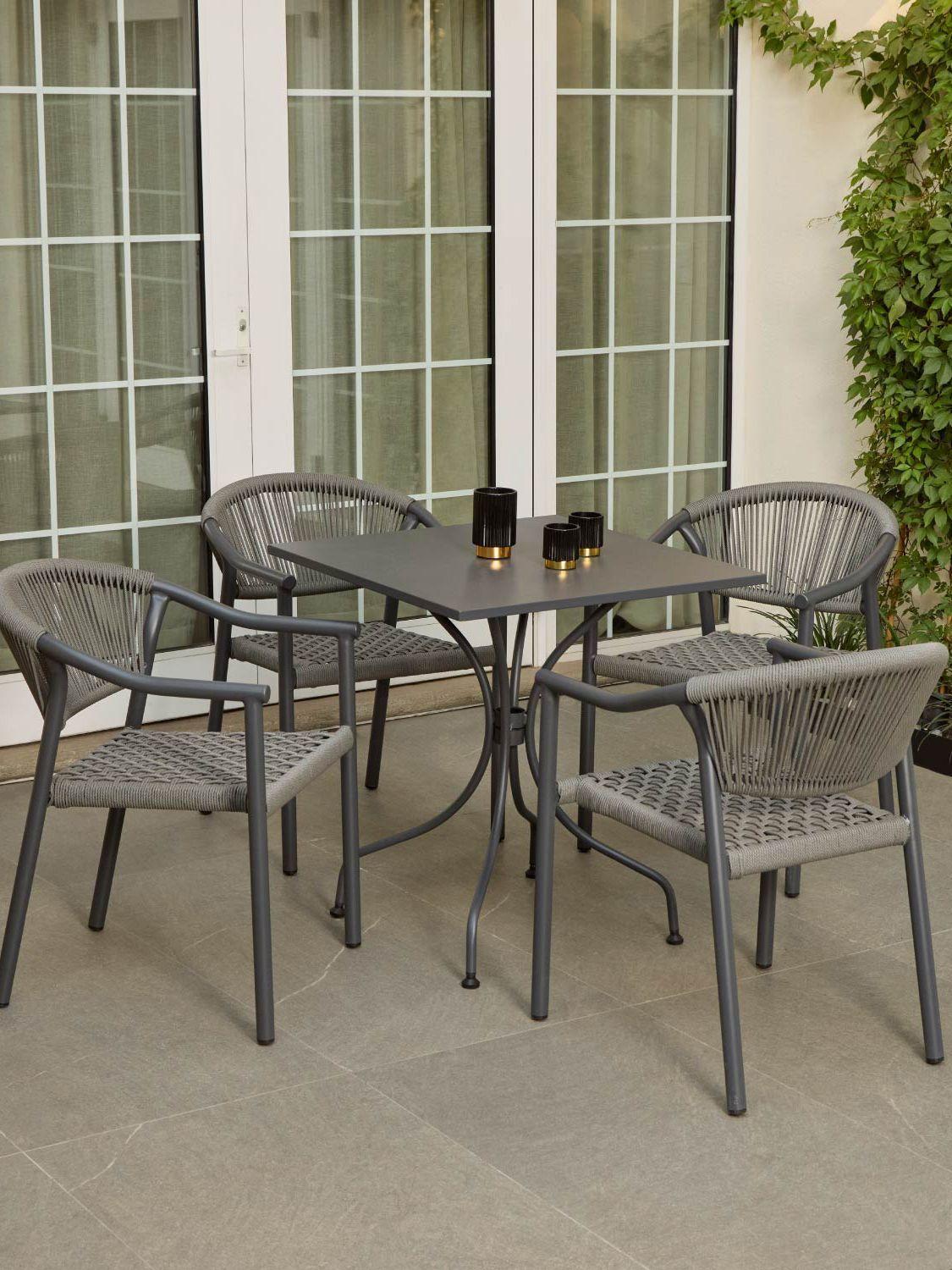 Set de 2 Sillas Exterior Relan Makassar-M Cuerda de Ratán Sintético Jardín y Terraza-4