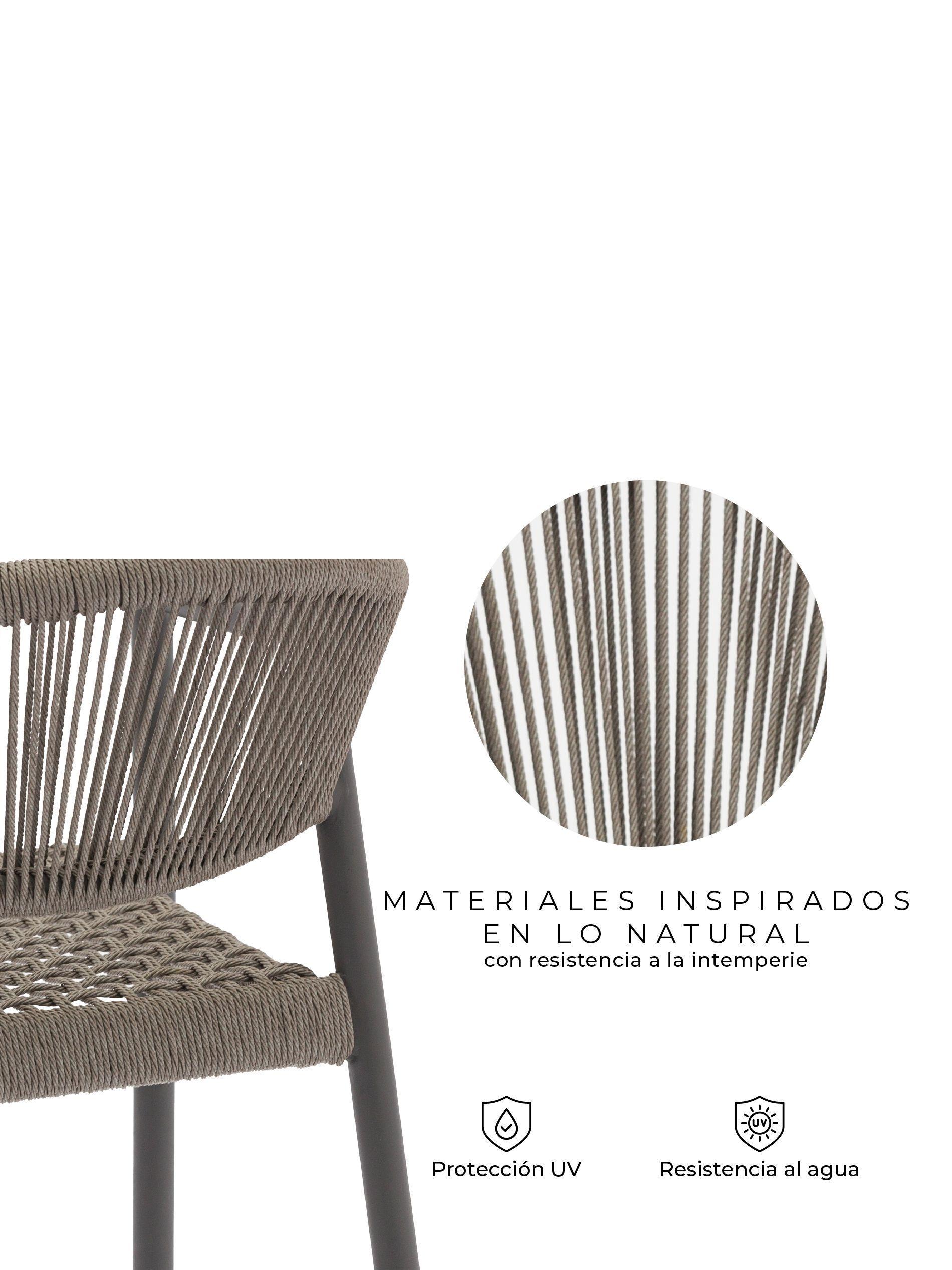 Set de 2 Sillas Exterior Relan Makassar-M Cuerda de Ratán Sintético Jardín y Terraza-6
