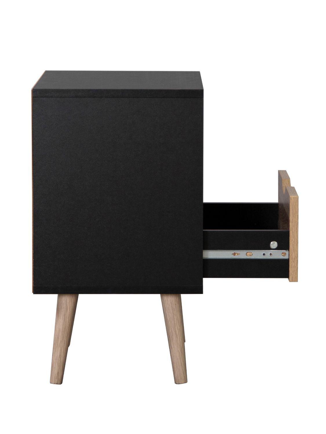 Velador Top Living Tromso Con Cajón Negro y Madera-8
