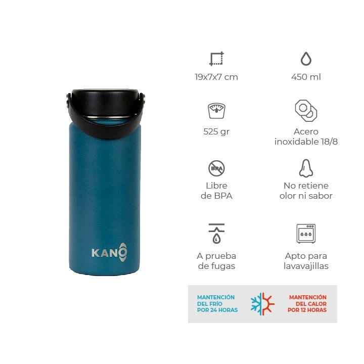 Botella Insulada Azul 450ml / Botella Agua Kano-3