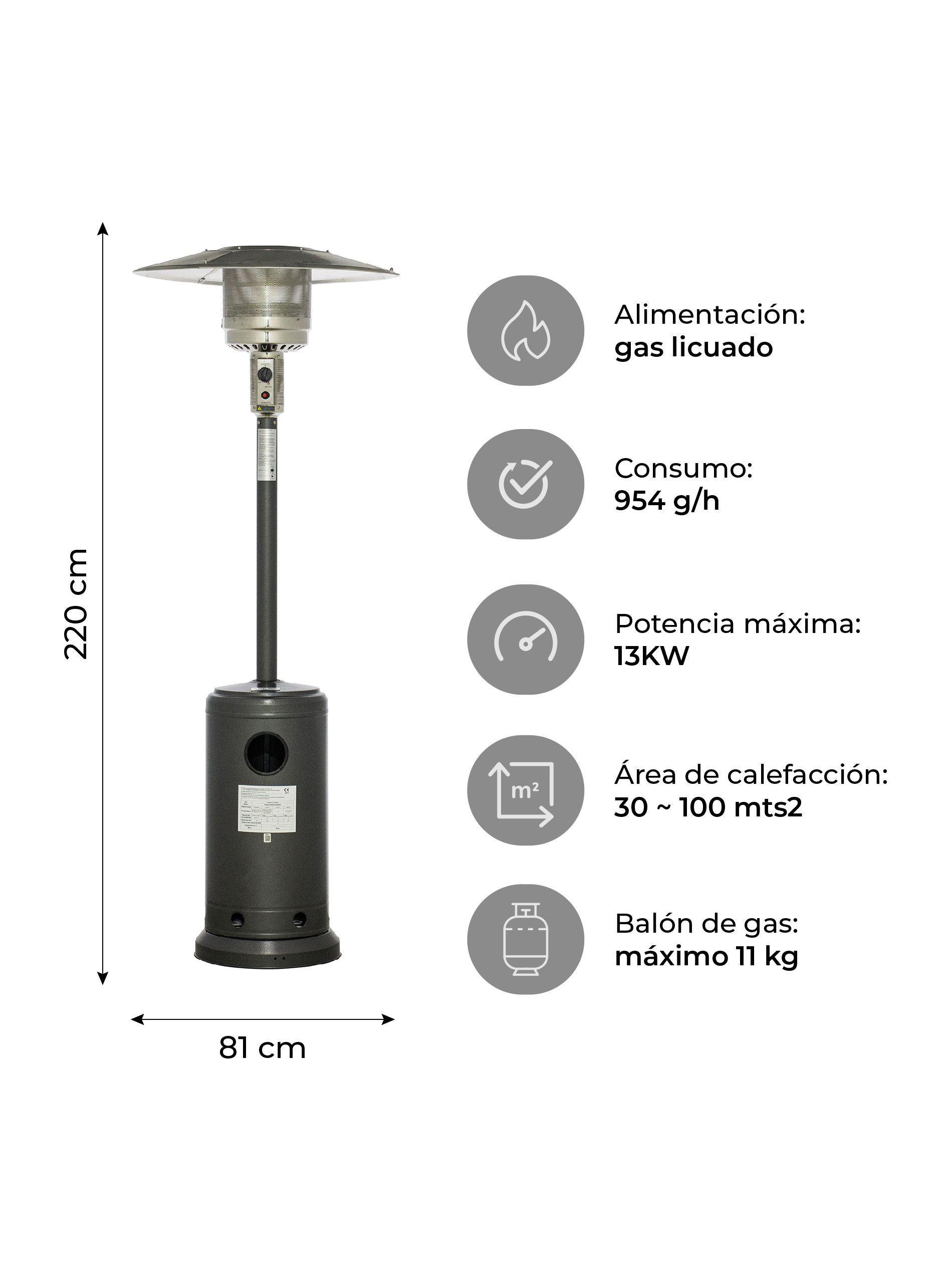 Estufa Calefactor Exterior Silver Para Patio Terraza Relan-3