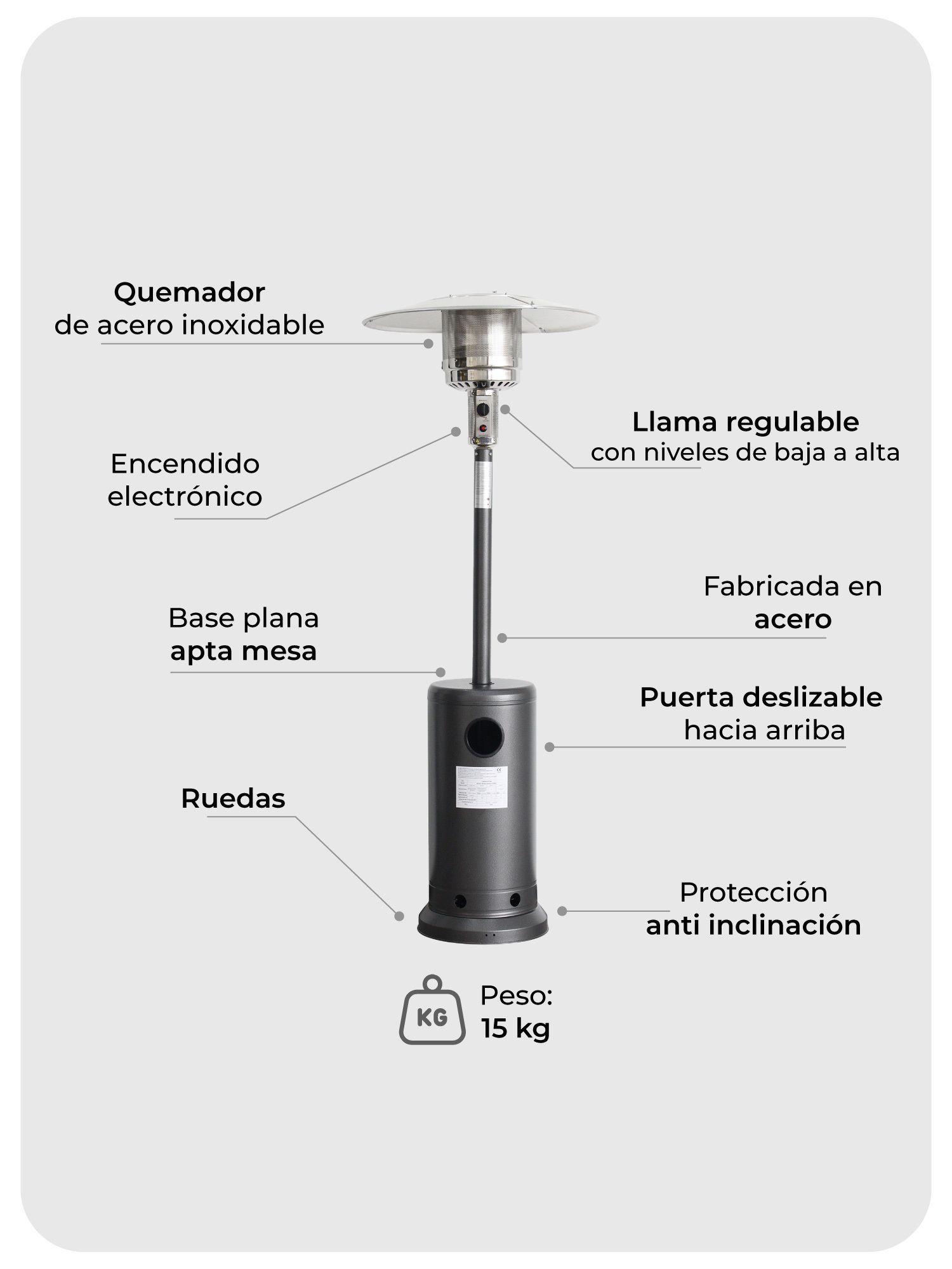 Estufa Calefactor Exterior Silver Para Patio Terraza Relan-4
