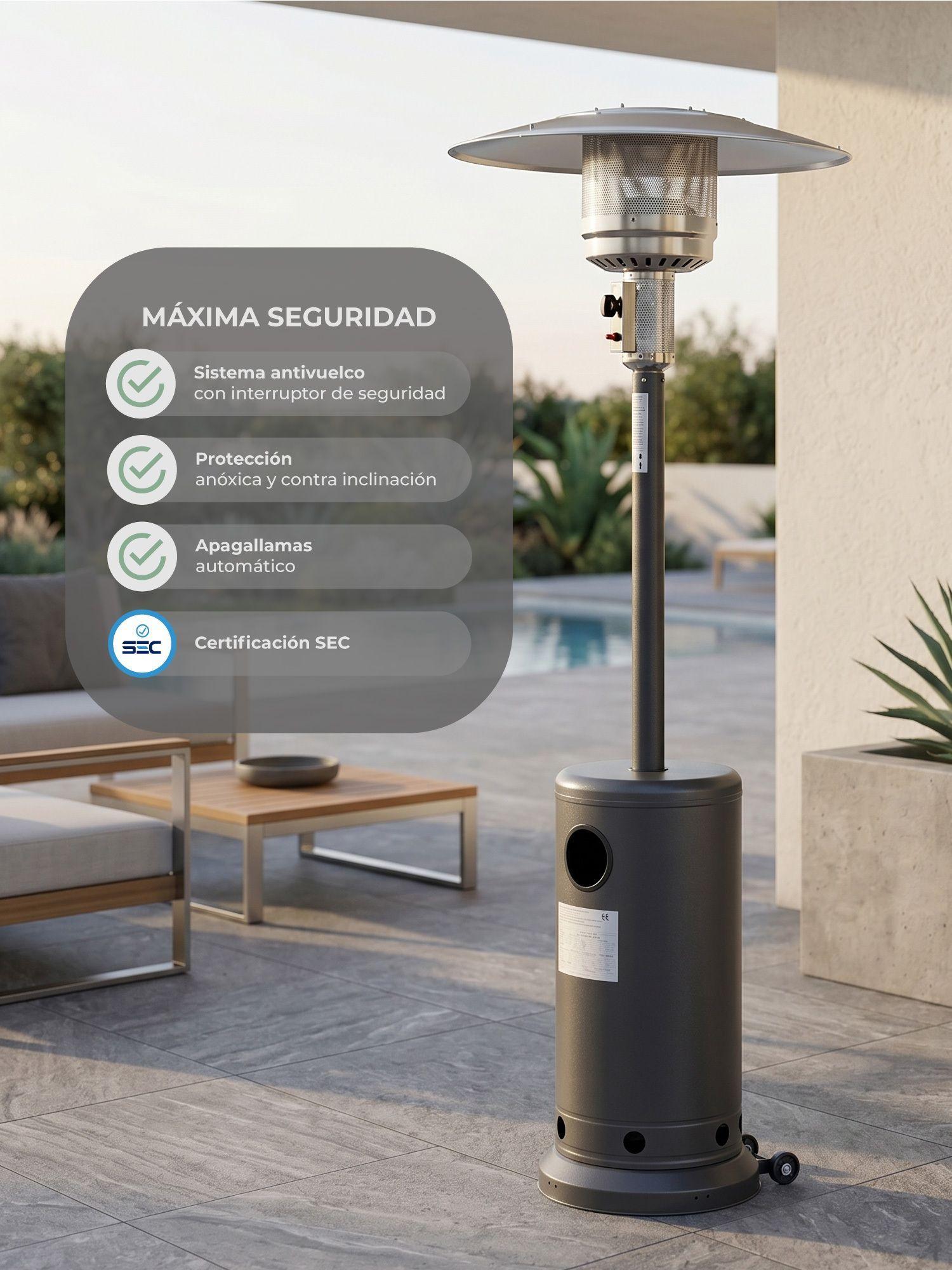 Estufa Calefactor Exterior Silver Para Patio Terraza Relan-7