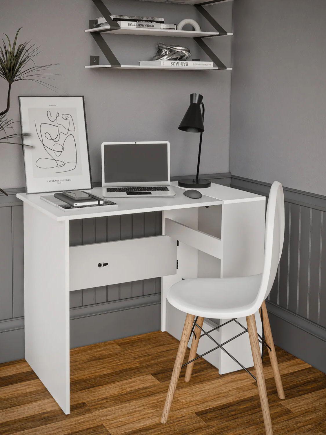 Escritorio Plegable Relan White Compacto Blanco Recibidor-1