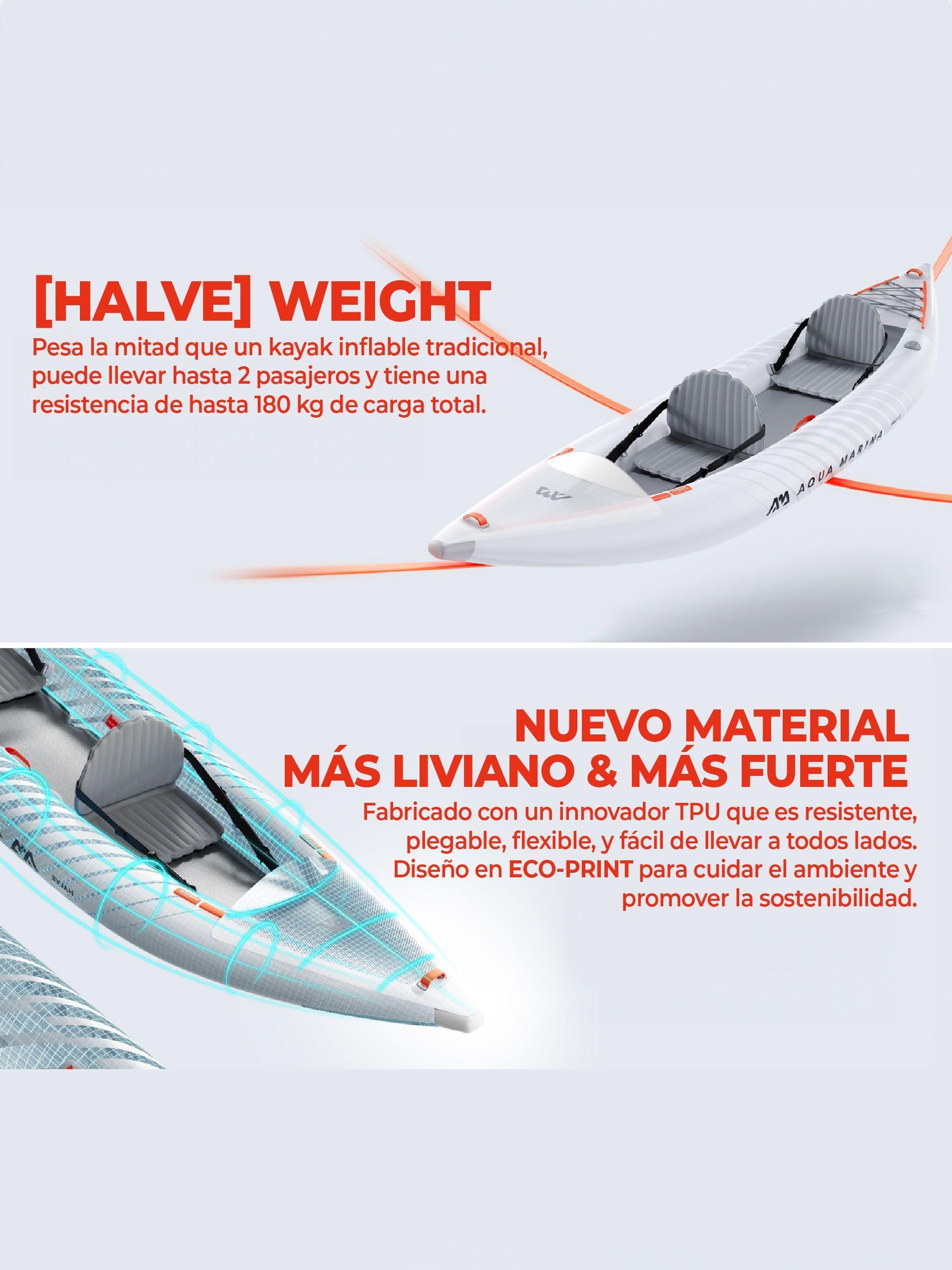 Kayak Inflable Ultraliviano Aqua Marina Halve Single/Doble-3