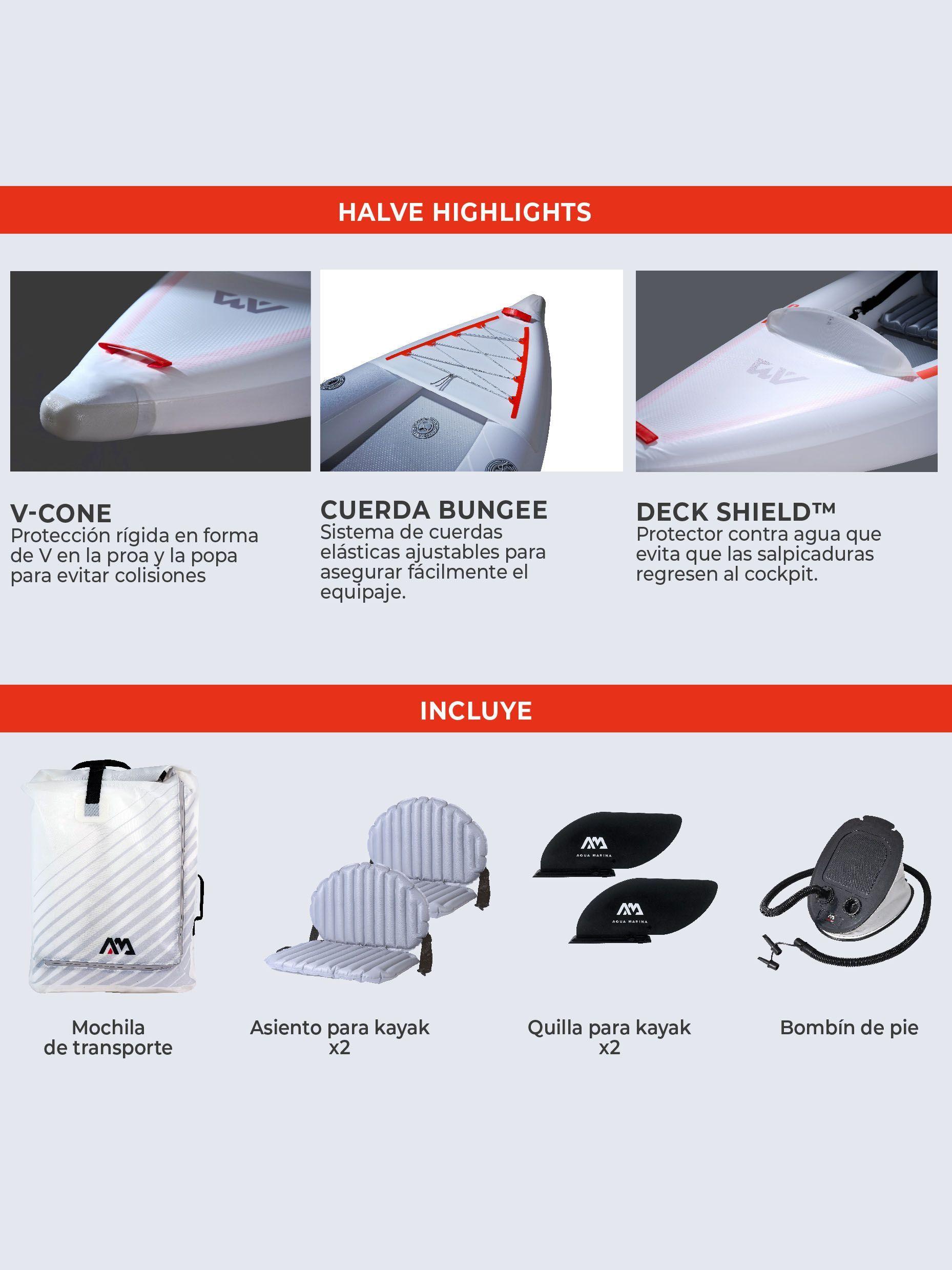 Kayak Inflable Ultraliviano Aqua Marina Halve Single/Doble-7