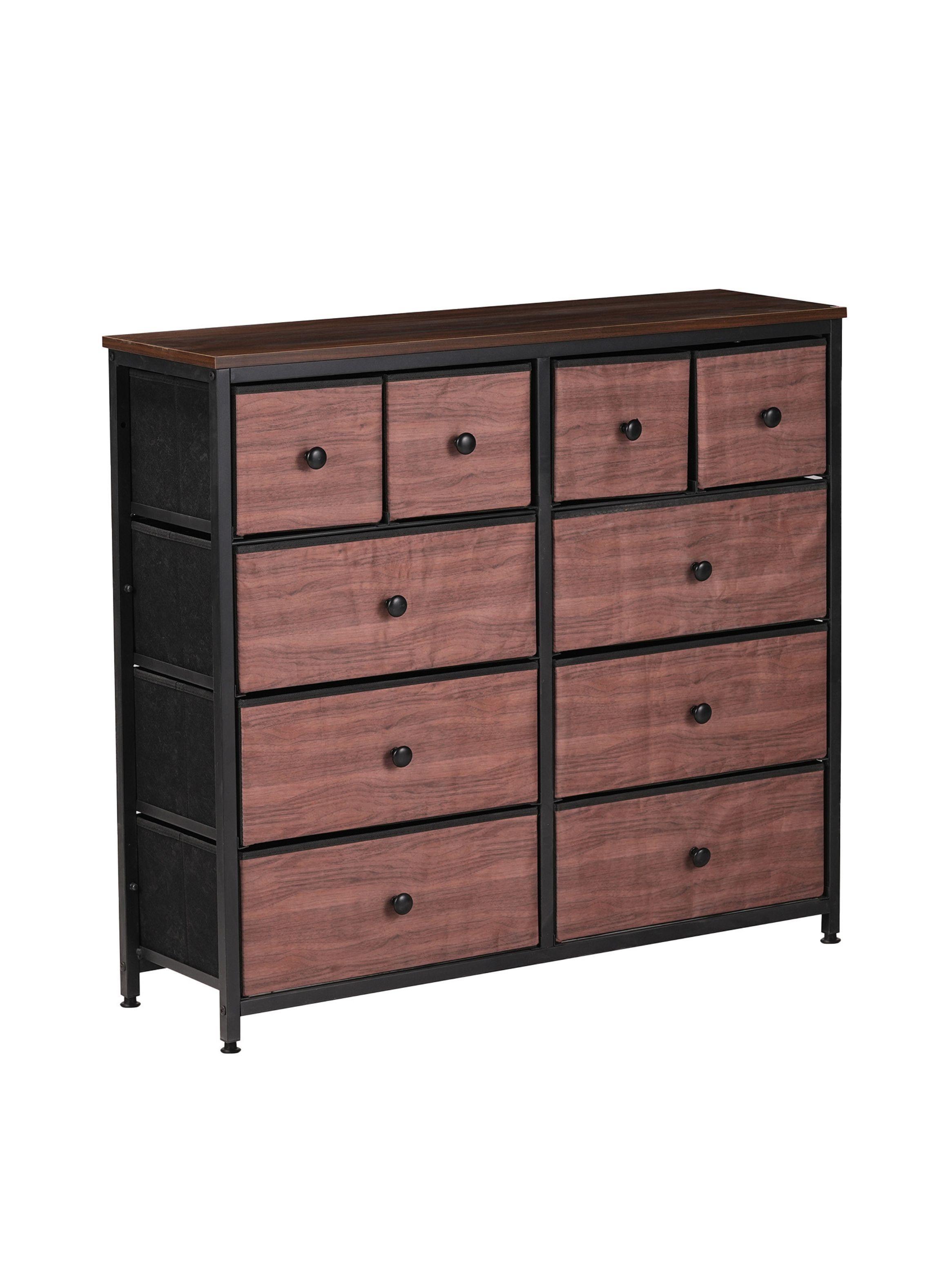 Cómoda Cajonera con 10 Cajones Anshan Relan Simil Madera y Metal-0