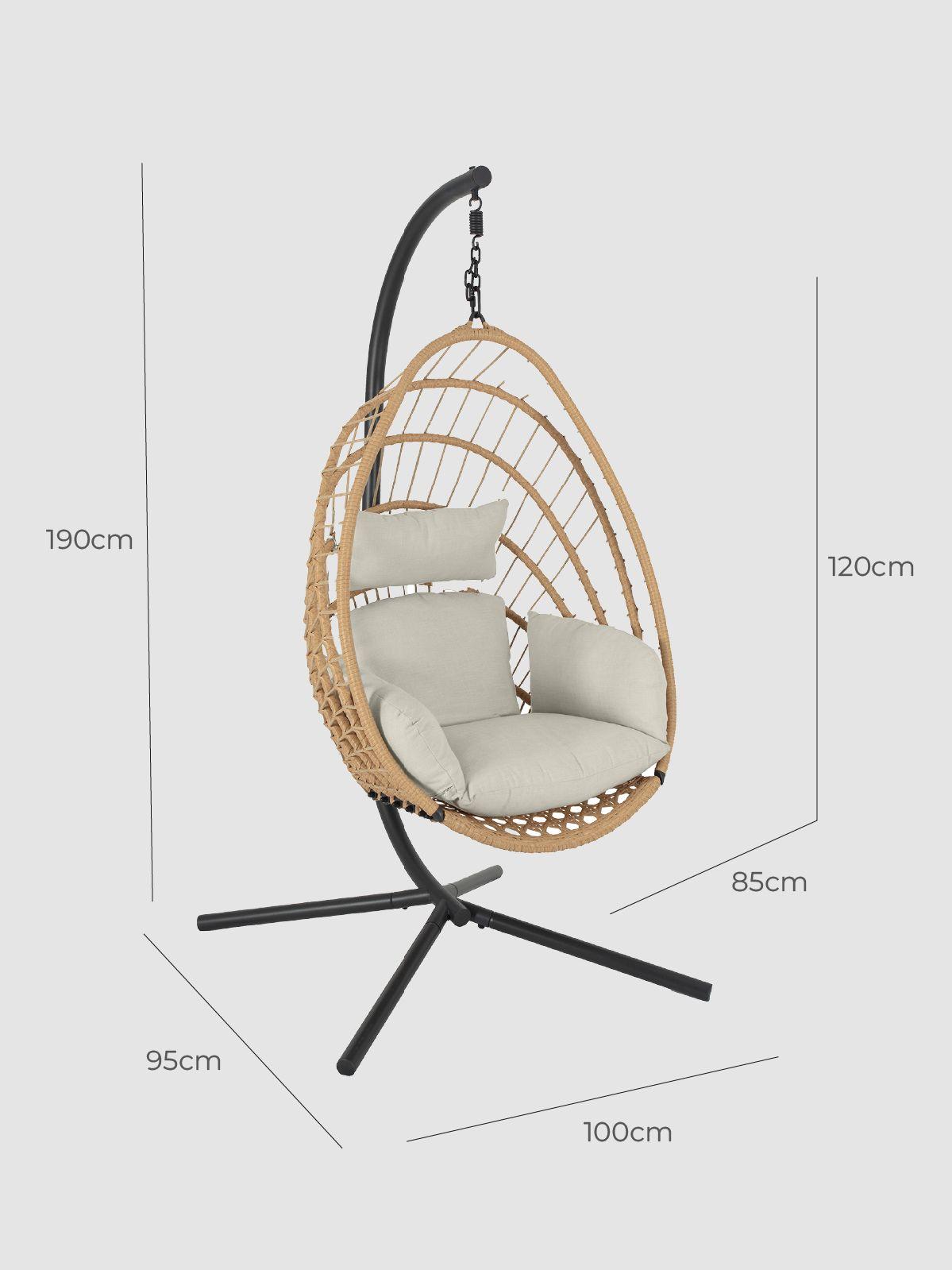 Silla Colgante Tulum de Mimbre para Terraza con Base-2