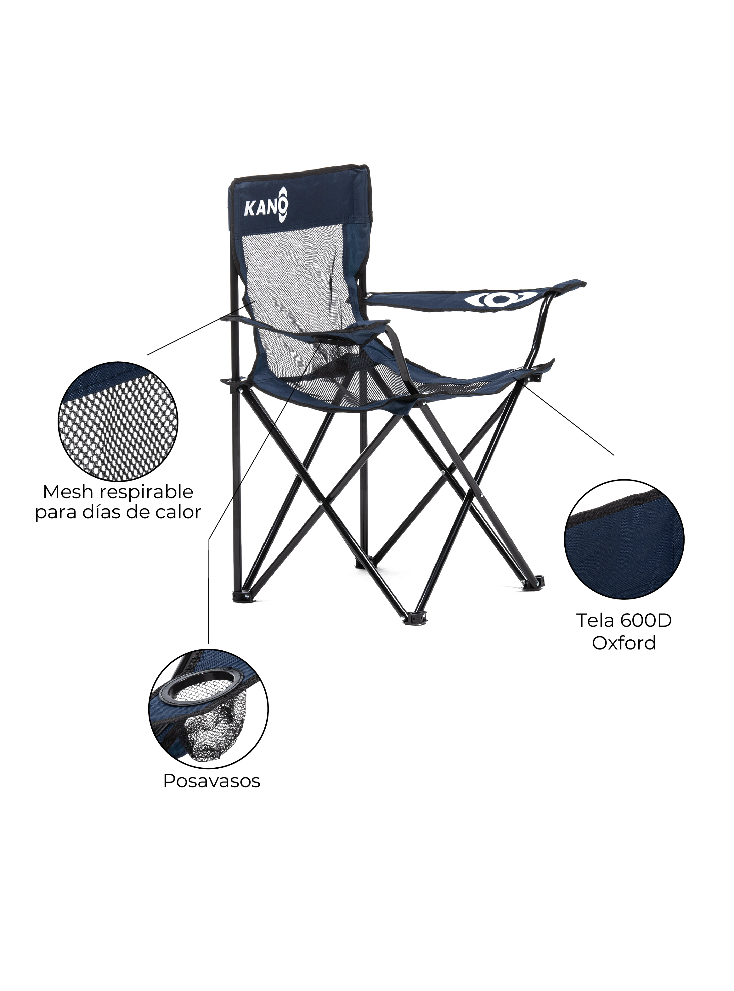 Silla Plegable Para Camping Kano Licanray Respirable Liviana-3