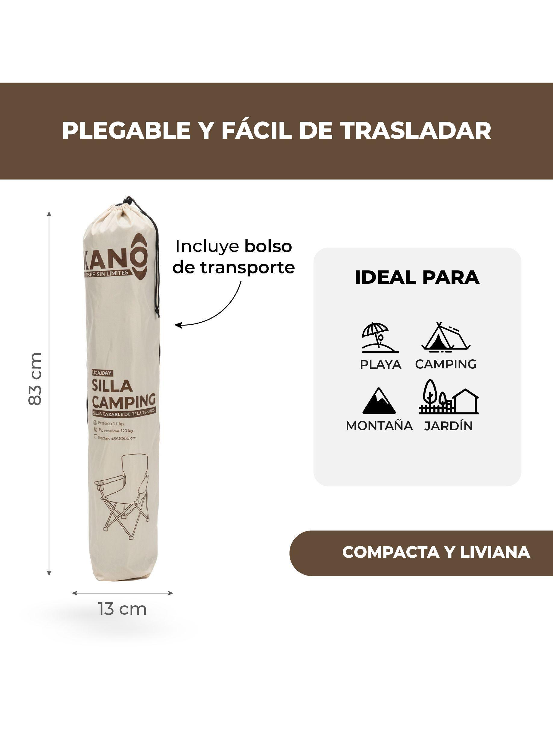 Silla Plegable Para Camping Kano Licanray Respirable Liviana-5