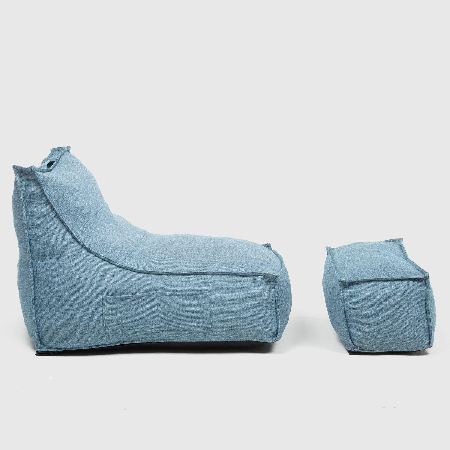 Sillón Pouf con Apoya Piés Celeste / Sillón Relan-2