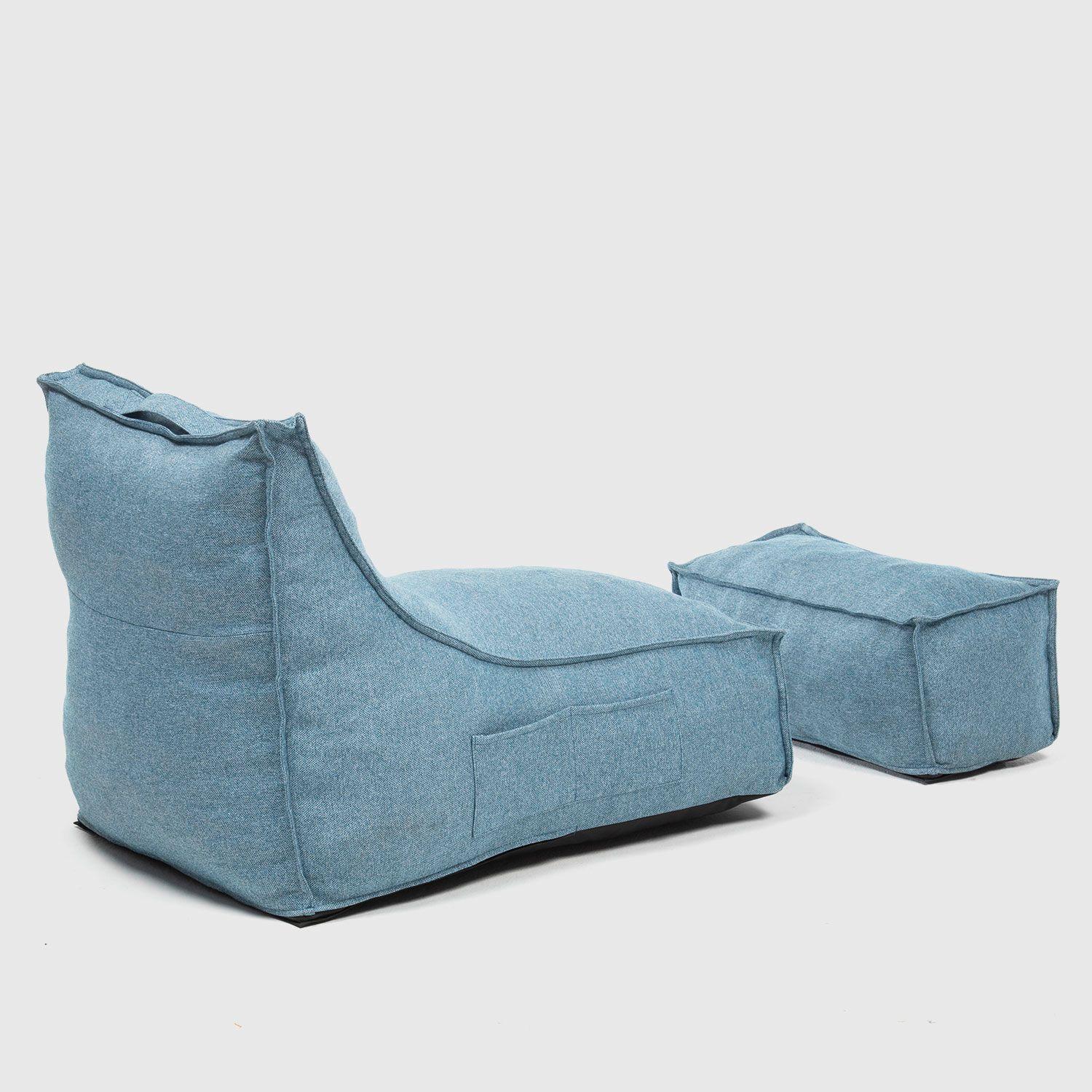 Sillón Pouf con Apoya Piés Celeste / Sillón Relan-3