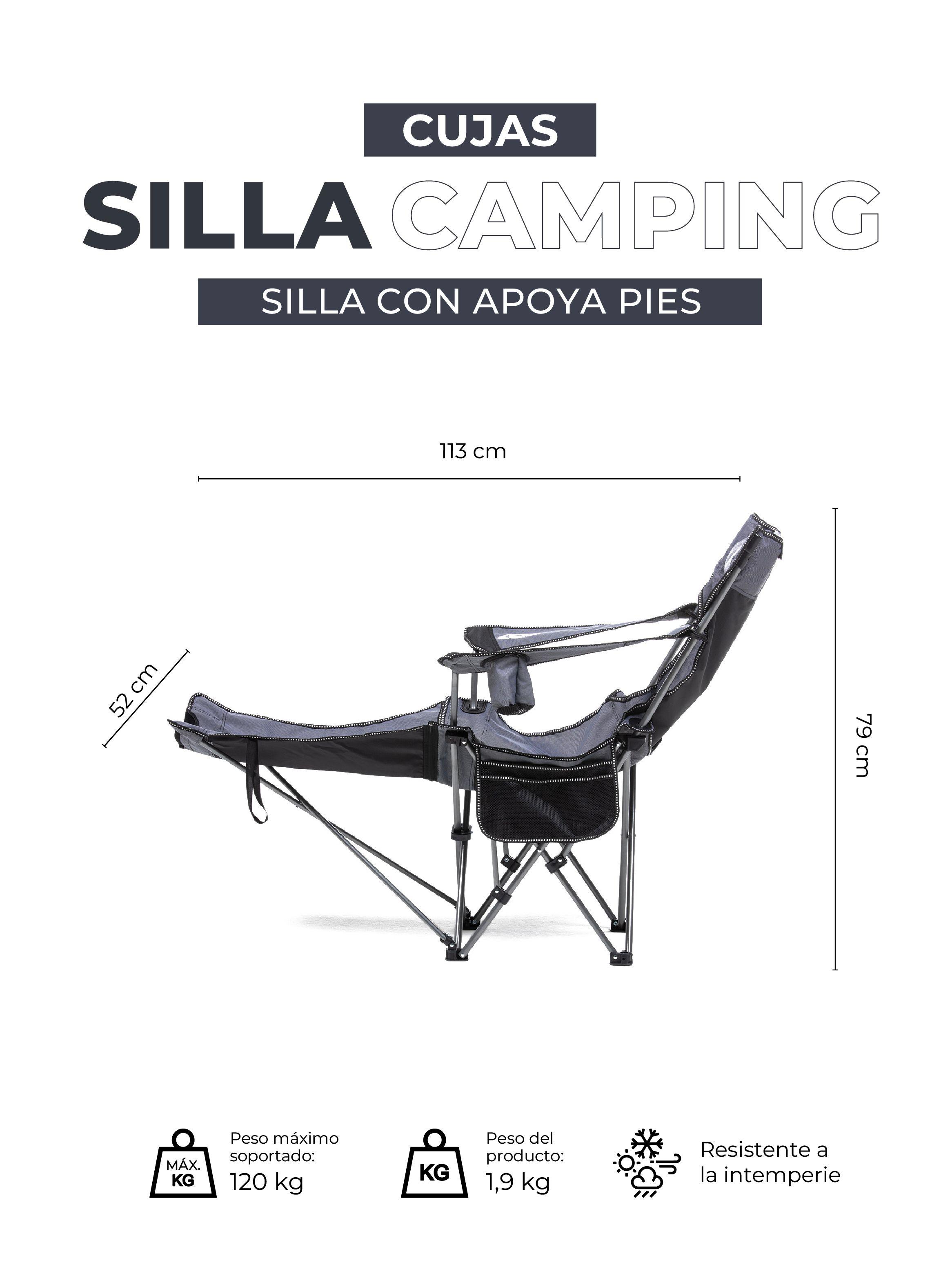 Silla Reposera Plegable Camping Kano con Reposapies-4