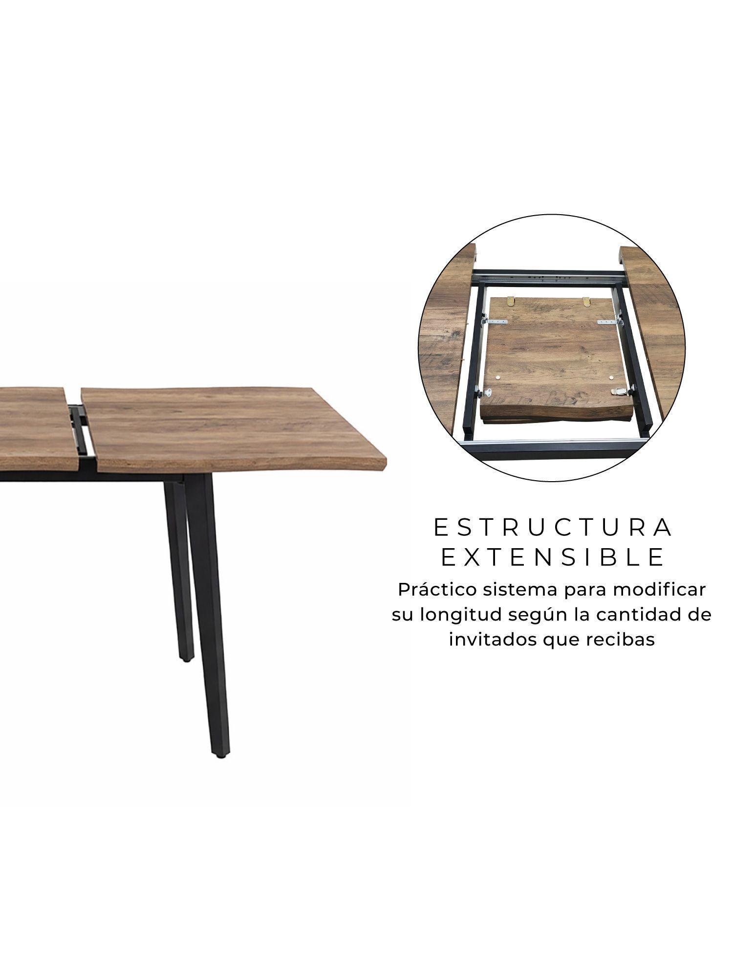 Mesa de Comedor Extensible Relan Trowa 160-200 x 90 x 76 Cm-2
