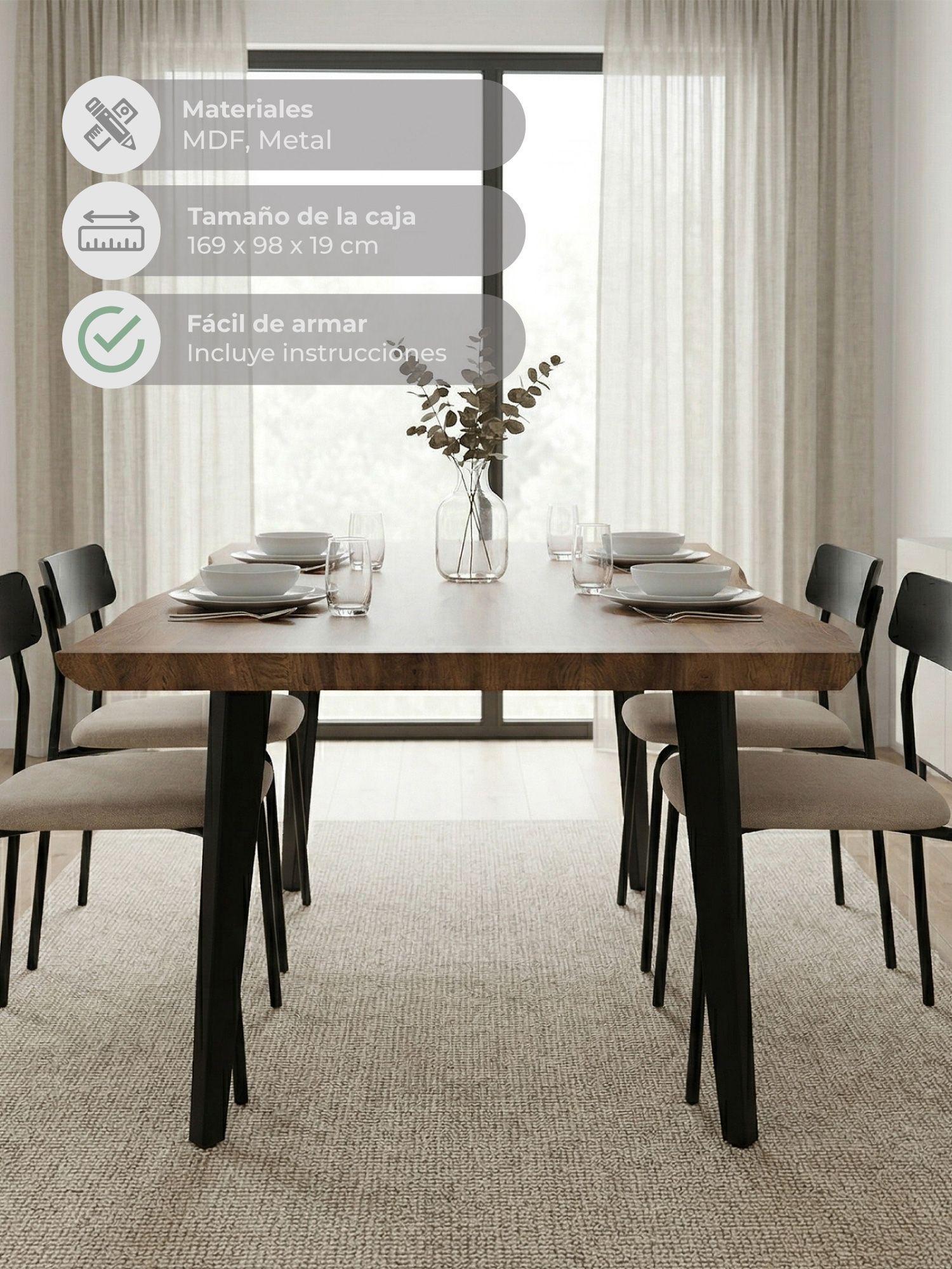 Mesa de Comedor Extensible Relan Trowa 160-200 x 90 x 76 Cm-7
