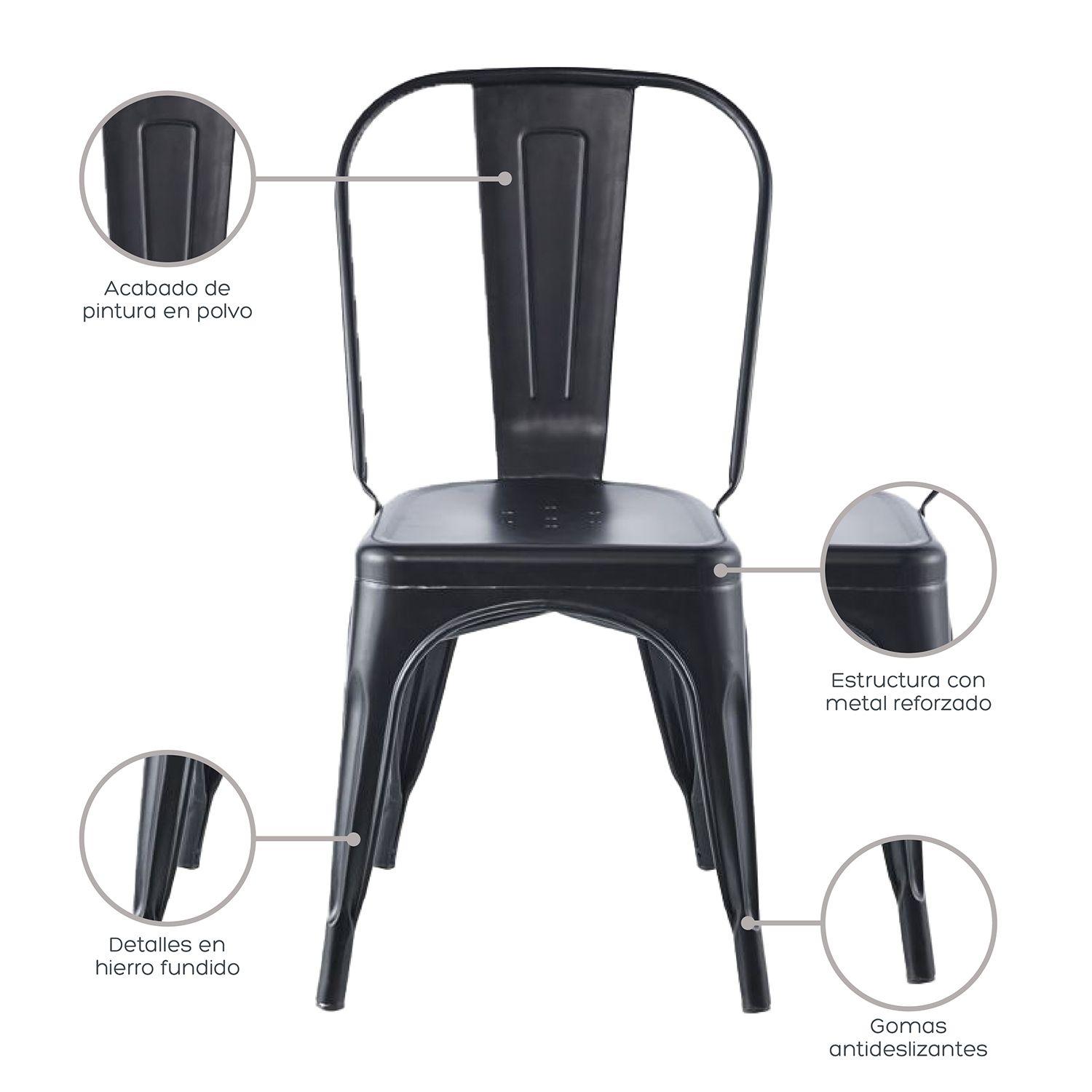 Set de 4 Sillas Relan Tolix Negras-4