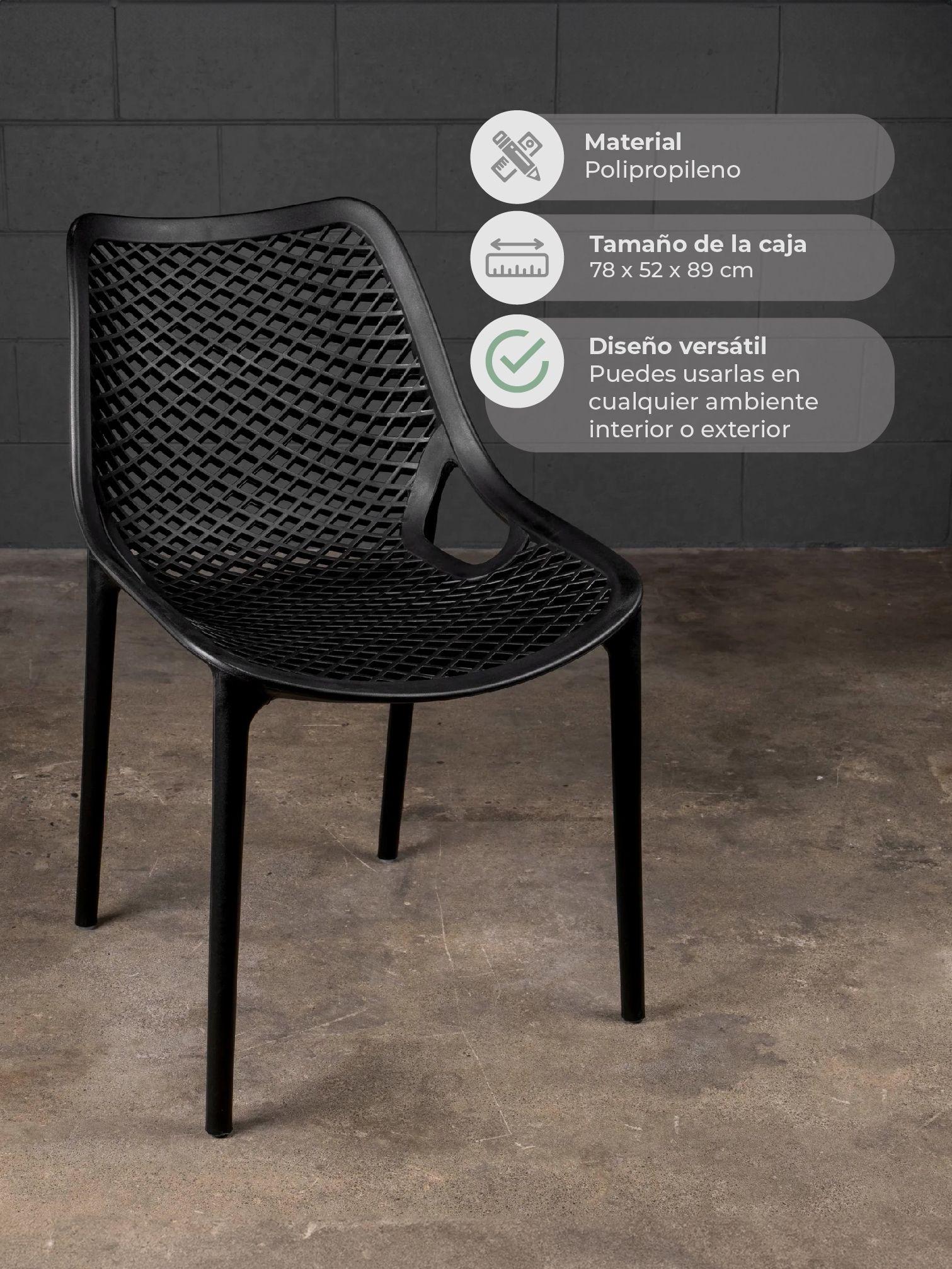 Set de 4 Sillas de Comedor y Terraza Relan Aira Apilables-2