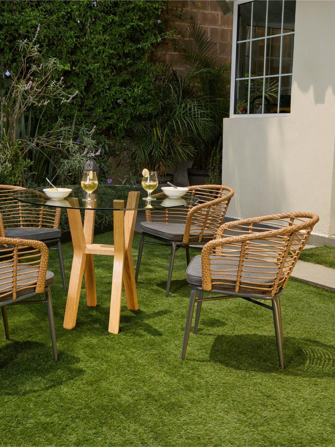 Set  de 2 Sillas Exterior con Cojín Relan Lumpur Ratán Jardín y Terraza-5