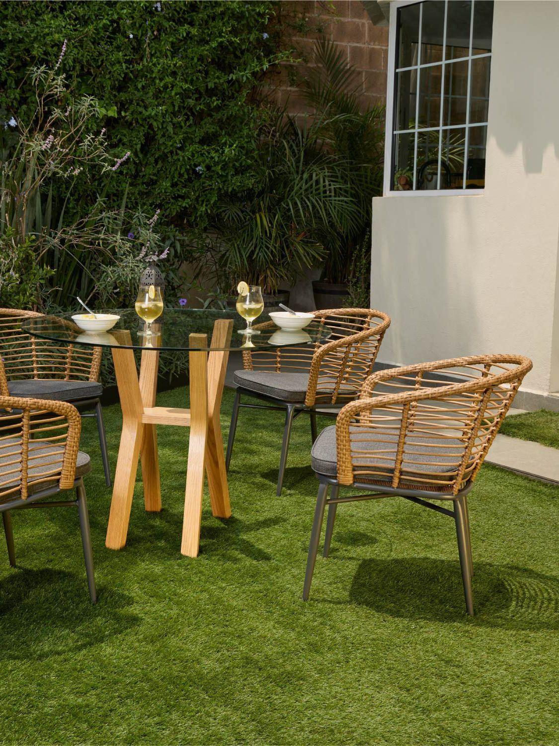 Set  de 2 Sillas Exterior con Cojín Relan Lumpur Ratán Jardín y Terraza-5