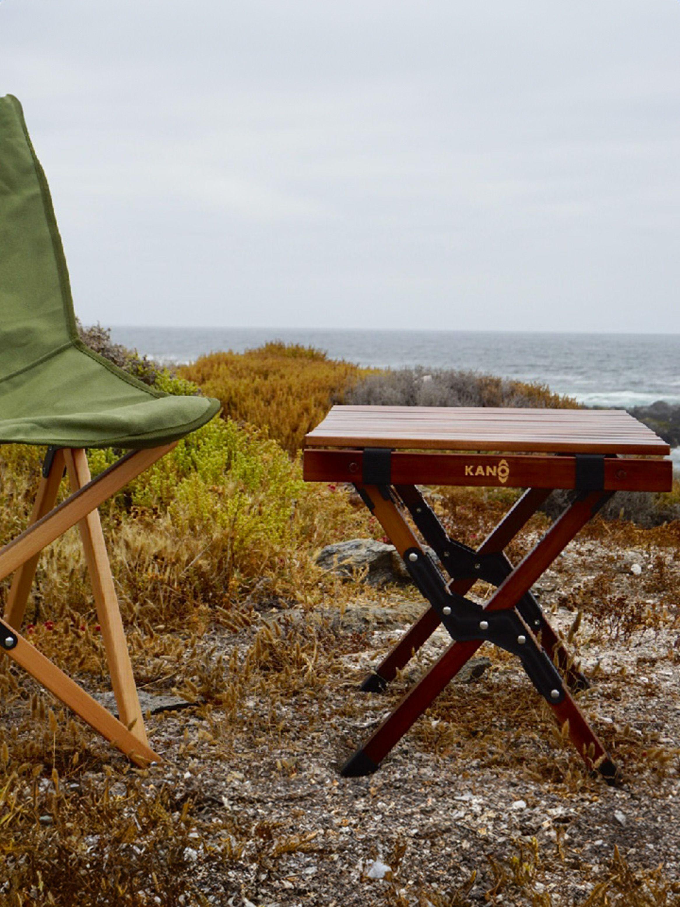 Mesa Plegable de Madera Oscura Para Camping Natural Kano-5