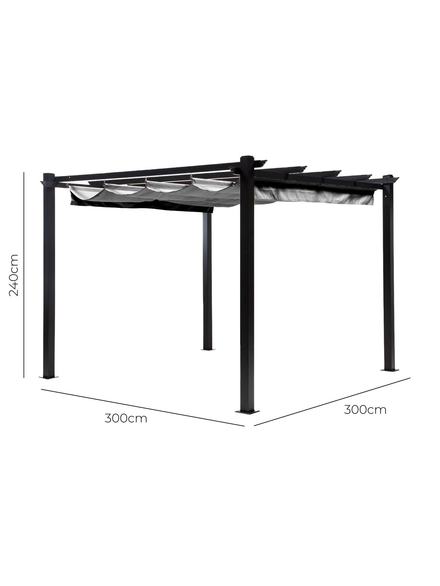 Pérgola Retráctil Gris Relan Tipo Romana Gazebo Toldo 3x3-2