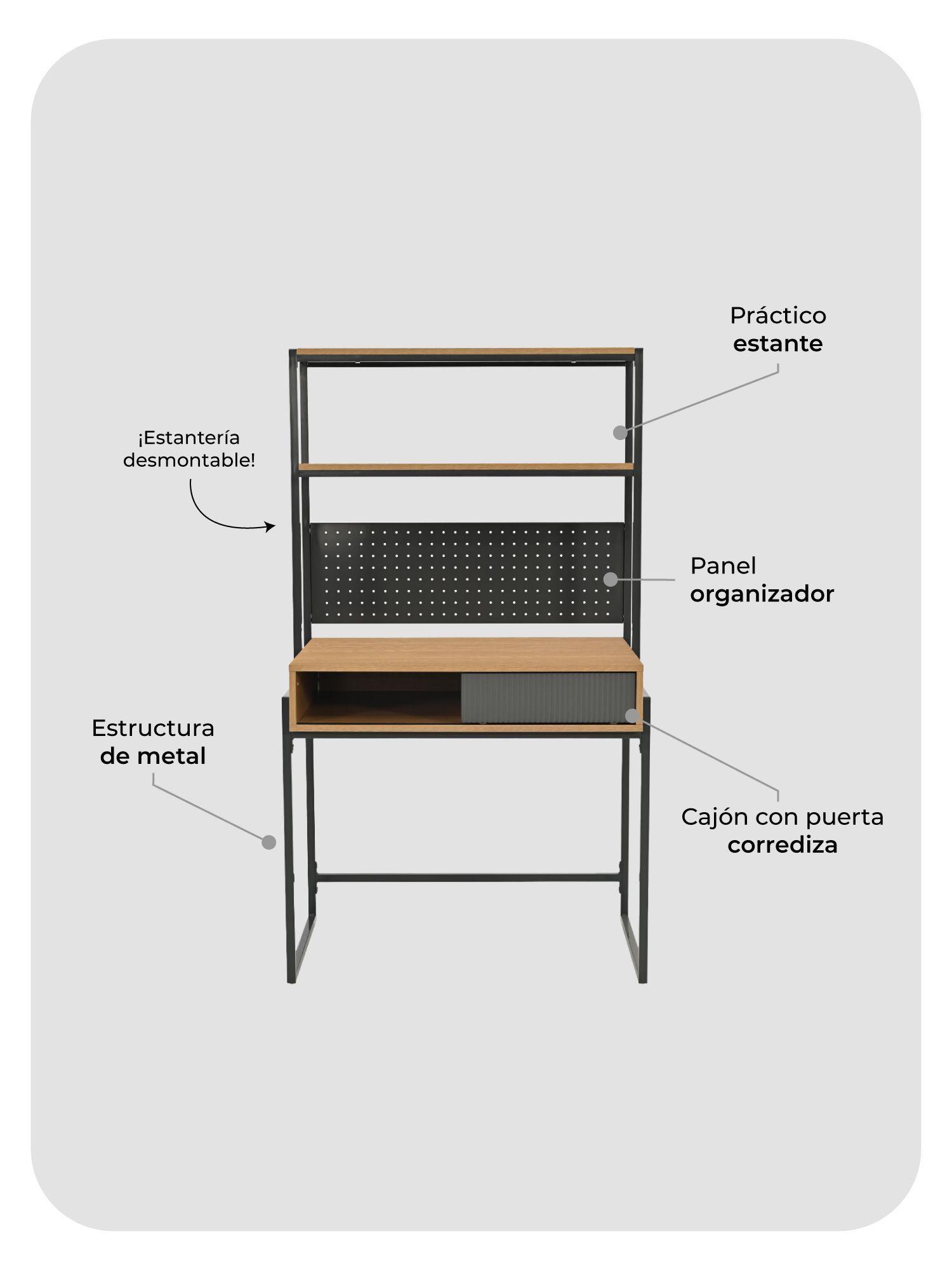 Escritorio Desk 26 Relan con Estanteria Estilo Industrial-4