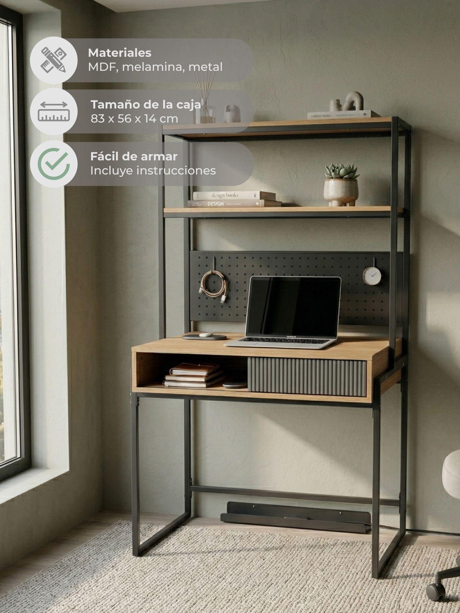 Escritorio Desk 26 Relan con Estanteria Estilo Industrial-5