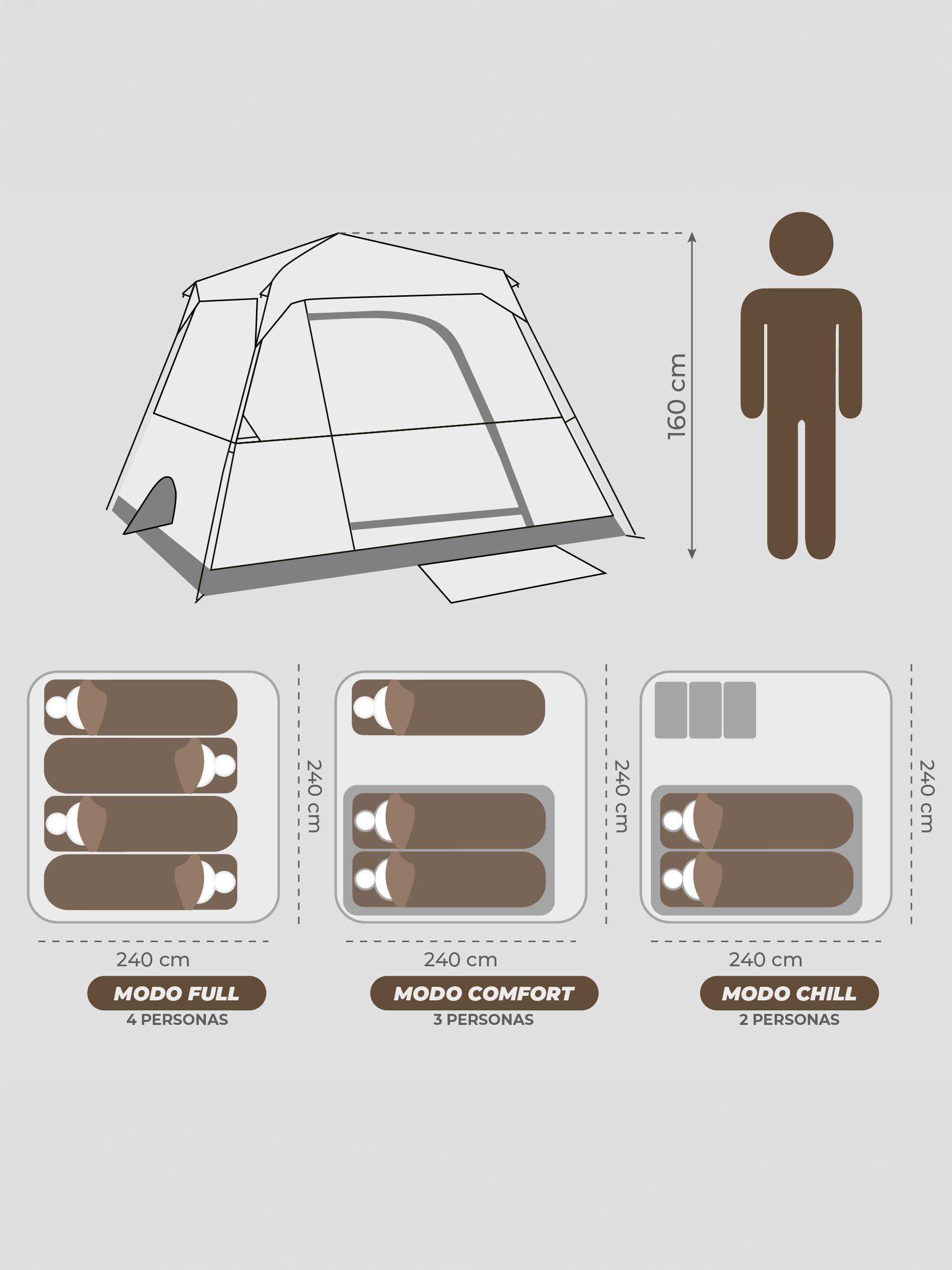 Carpa Laja Camping Automática Instant 4 personas Impermeable-2