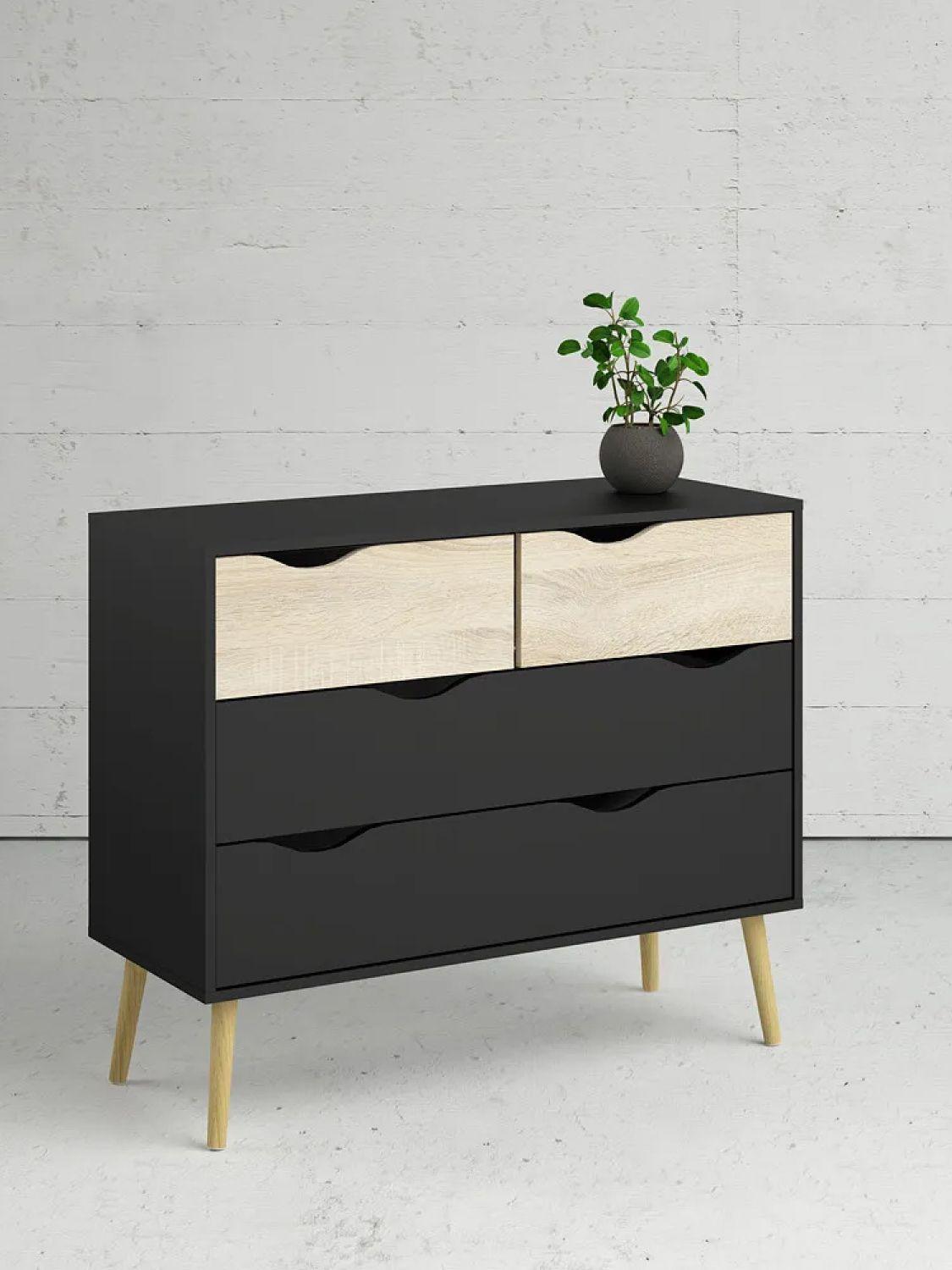 Cómoda Velador Negro Top Living Aloe Cajonera Nórdica-1