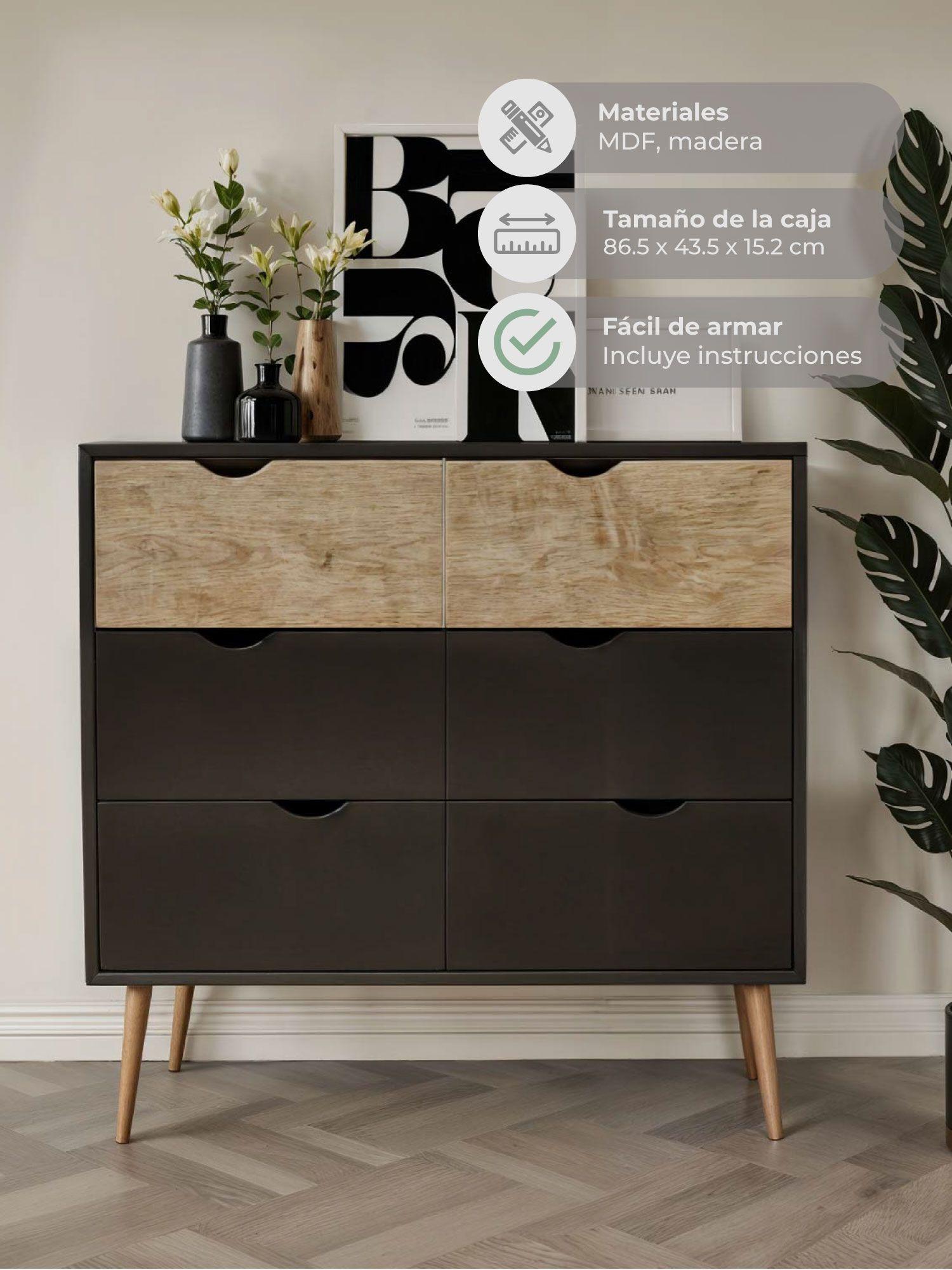 Cómoda Velador Negro Top Living Aloe Cajonera Nórdica-2