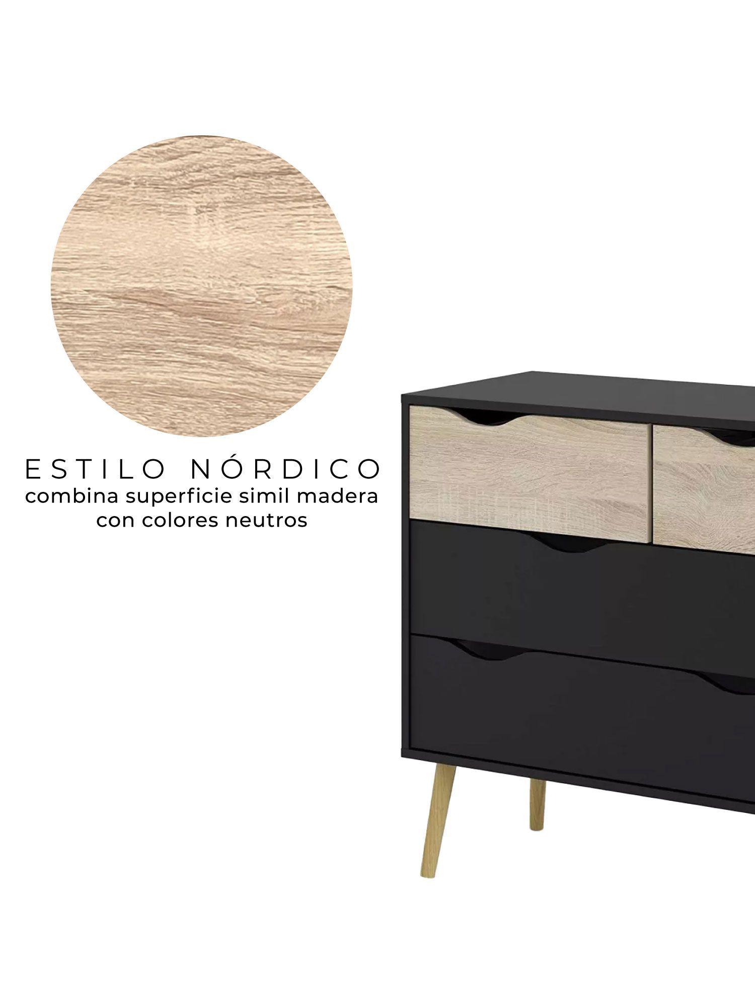 Cómoda Velador Negro Top Living Aloe Cajonera Nórdica-3