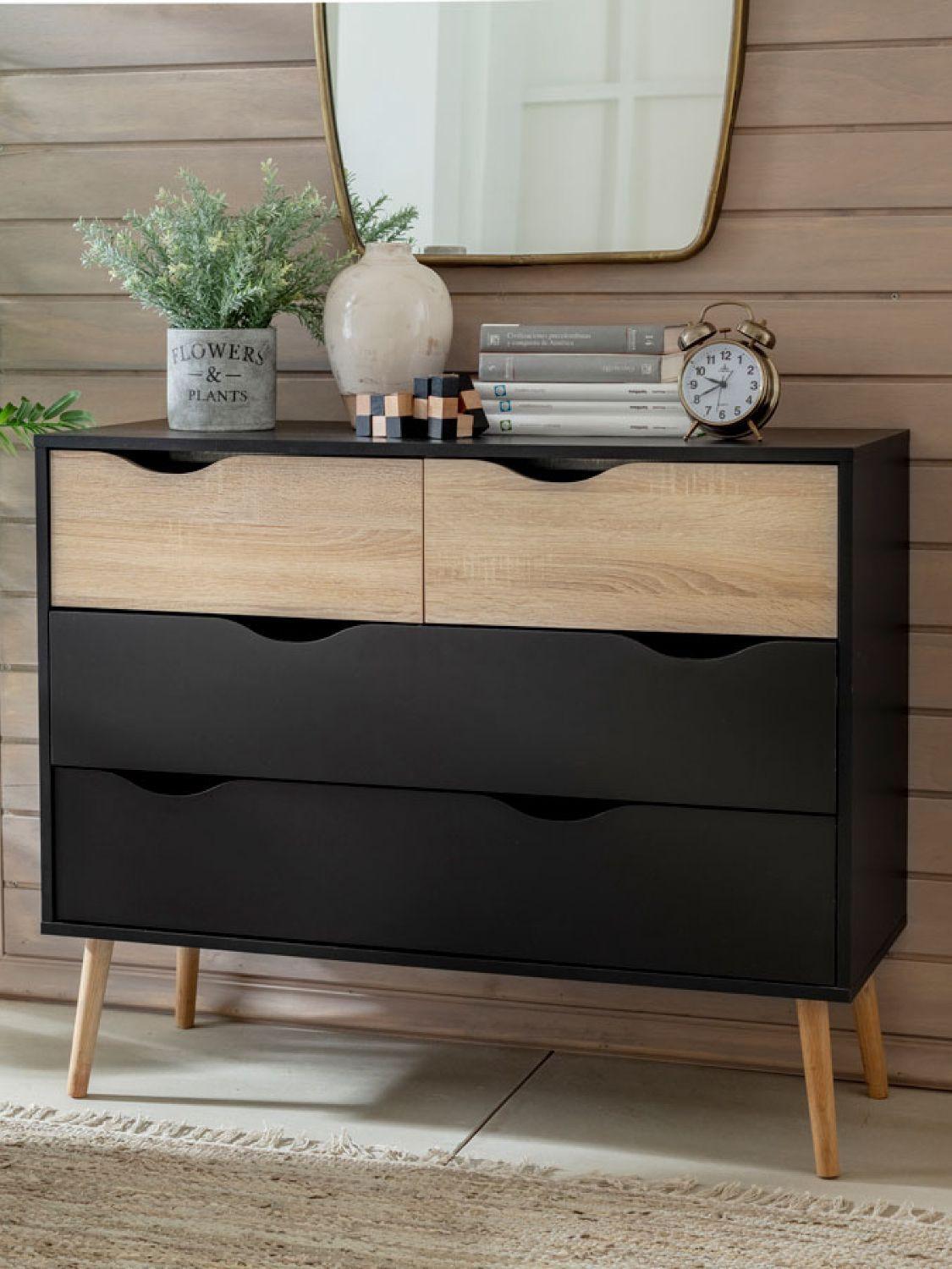 Cómoda Velador Negro Top Living Aloe Cajonera Nórdica-7