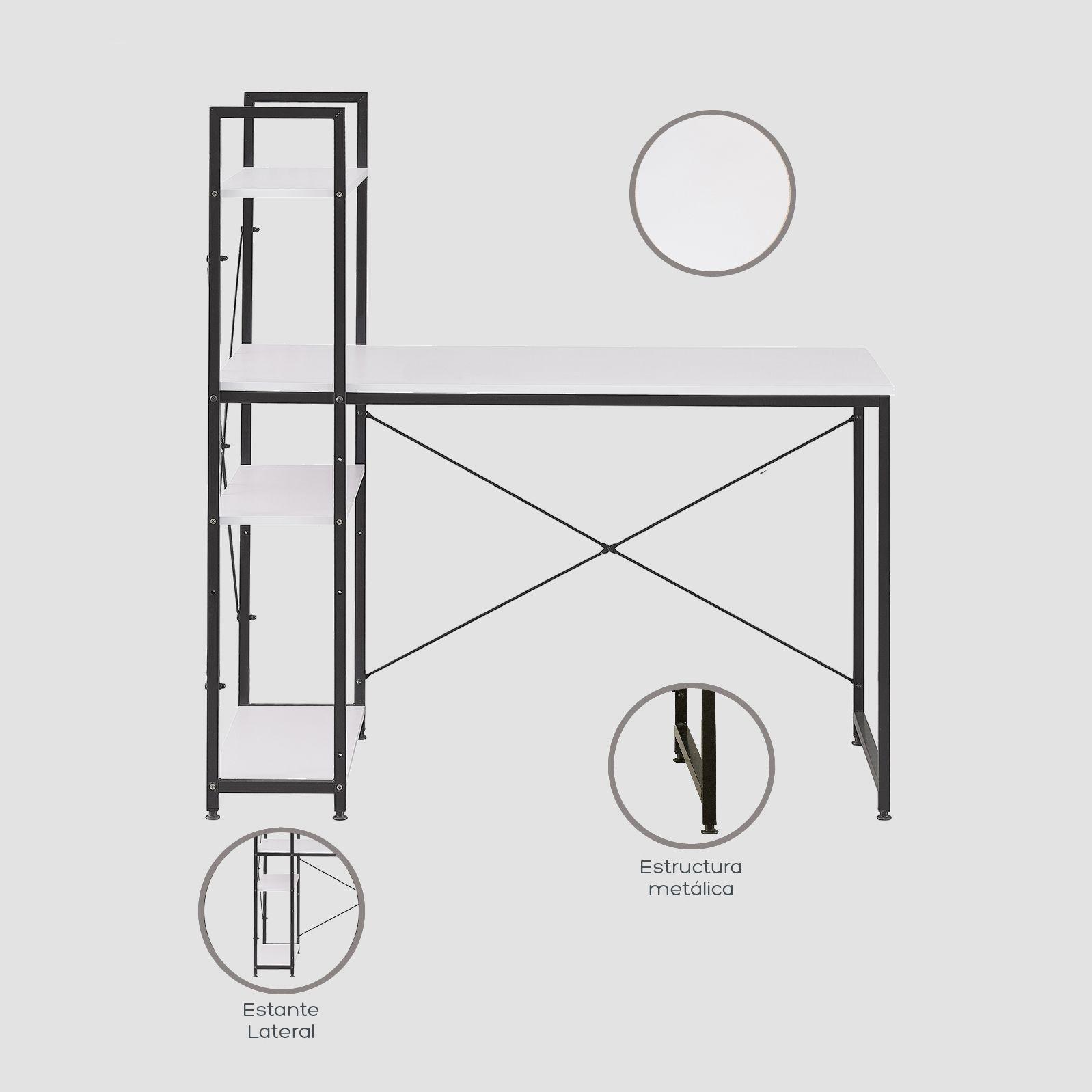 Escritorio Estilo Industrial Relan Estantería Lateral Desk 4-2