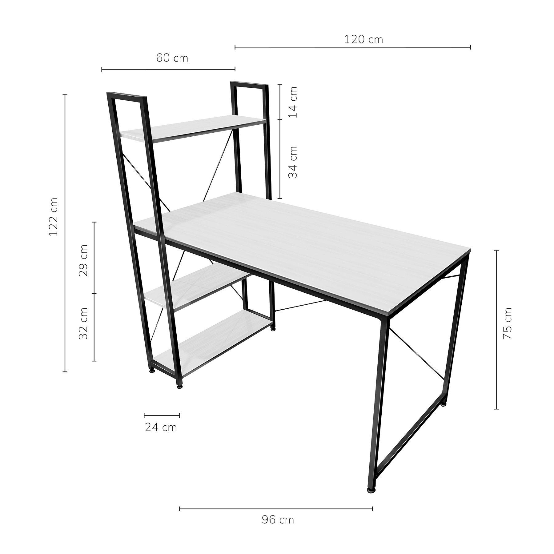 Escritorio Estilo Industrial Relan Estantería Lateral Desk 4-3