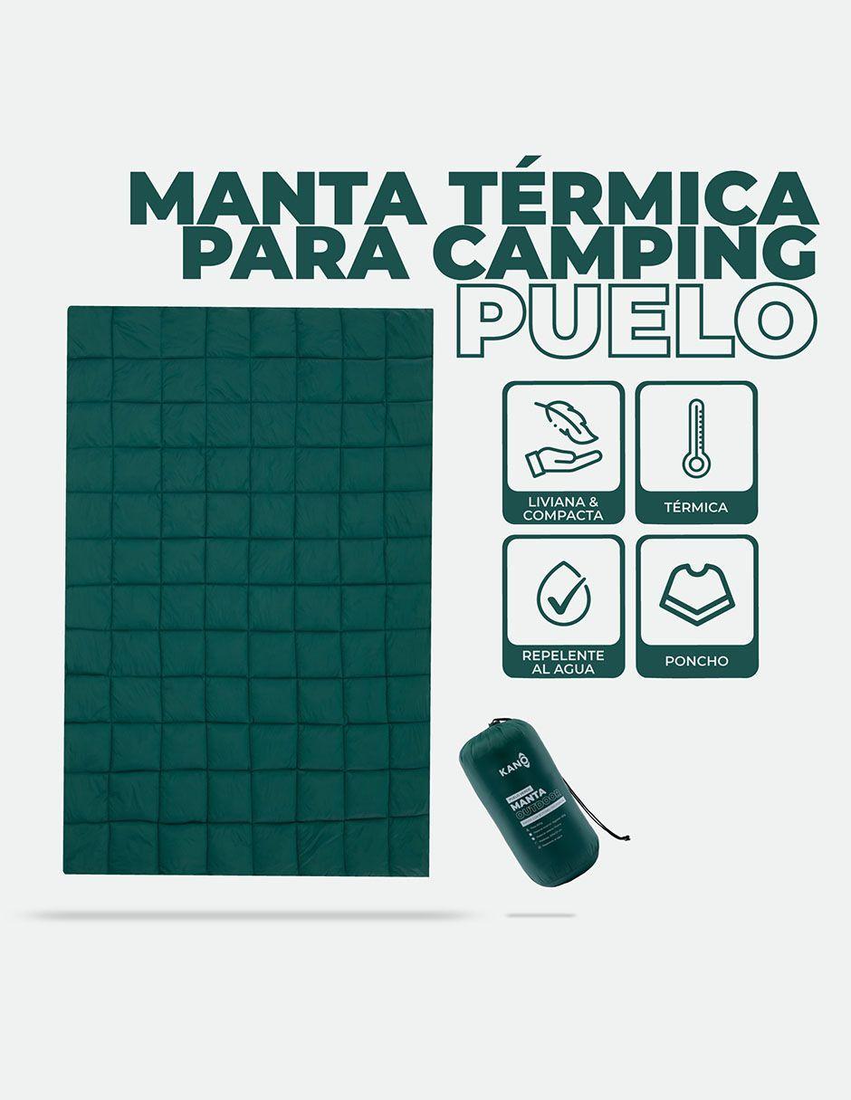 Manta Térmica Camping Kano con Botones Tipo Poncho Verde-2