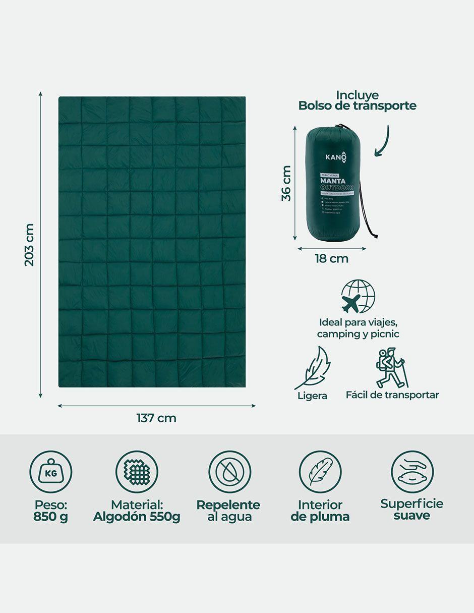 Manta Térmica Camping Kano con Botones Tipo Poncho Verde-3