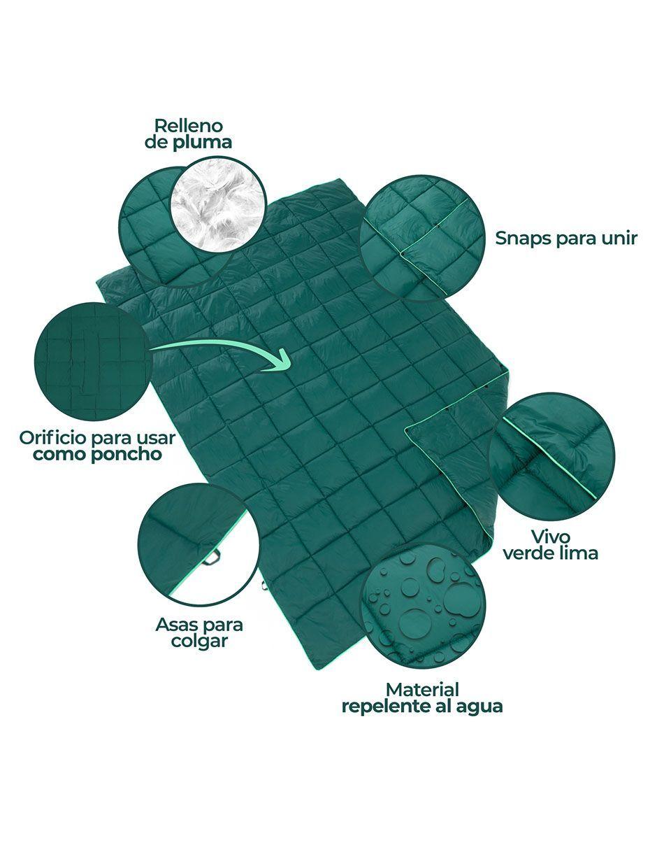 Manta Térmica Camping Kano con Botones Tipo Poncho Verde-6