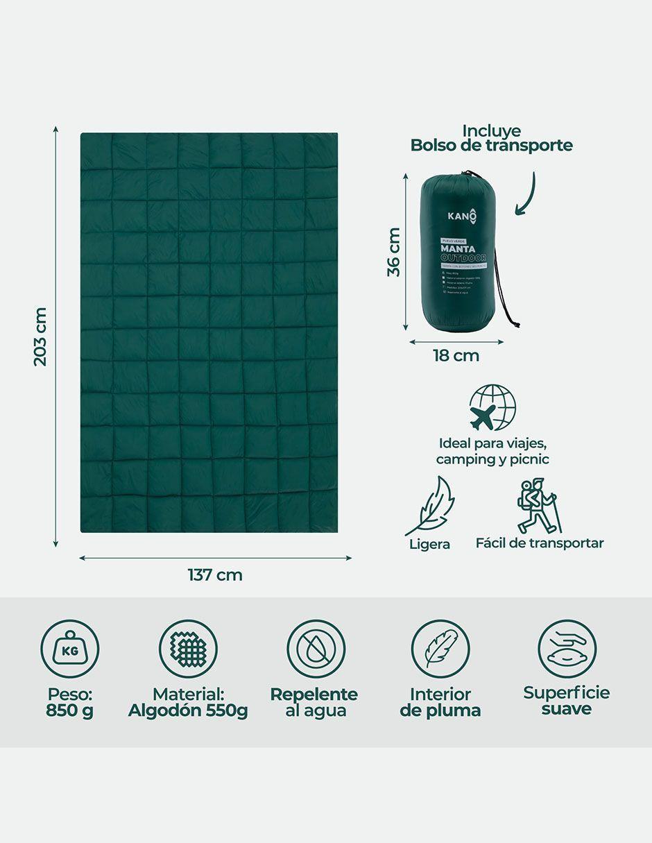 Manta Térmica Camping Kano con Botones Tipo Poncho Verde-3