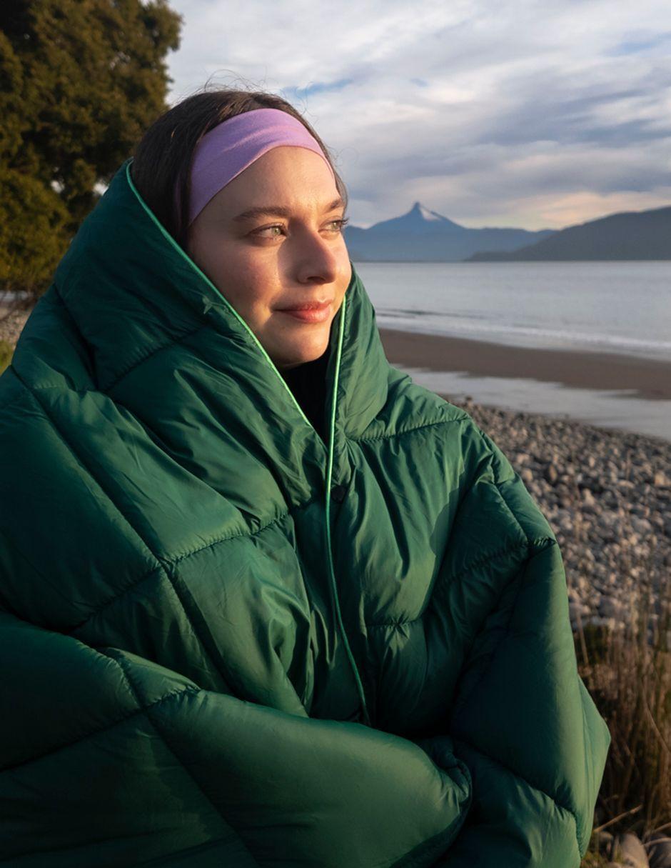 Manta Térmica Camping Kano con Botones Tipo Poncho Verde-9