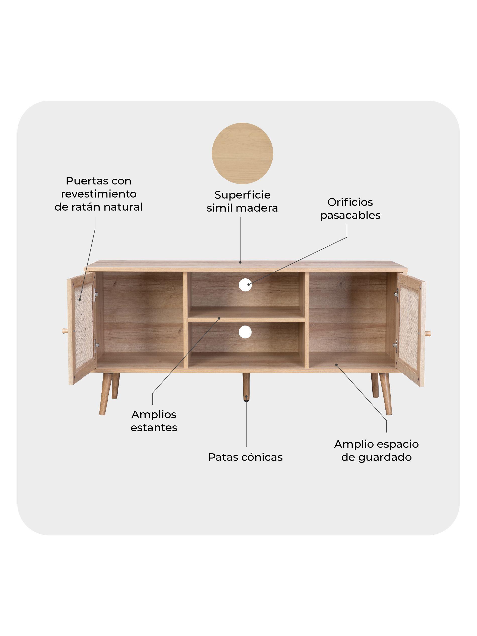 Rack de Tv de Ratán Top Living Bombai con Puertas-4